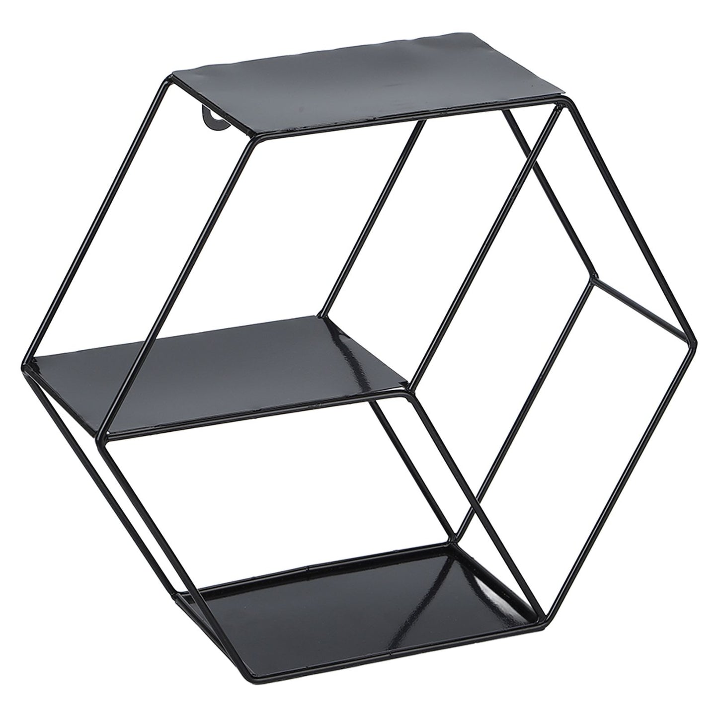 Hex Shelves Simple Wrought Iron Hexagonal Bedroom Living Room Office Wall Shelf DecorationBlack