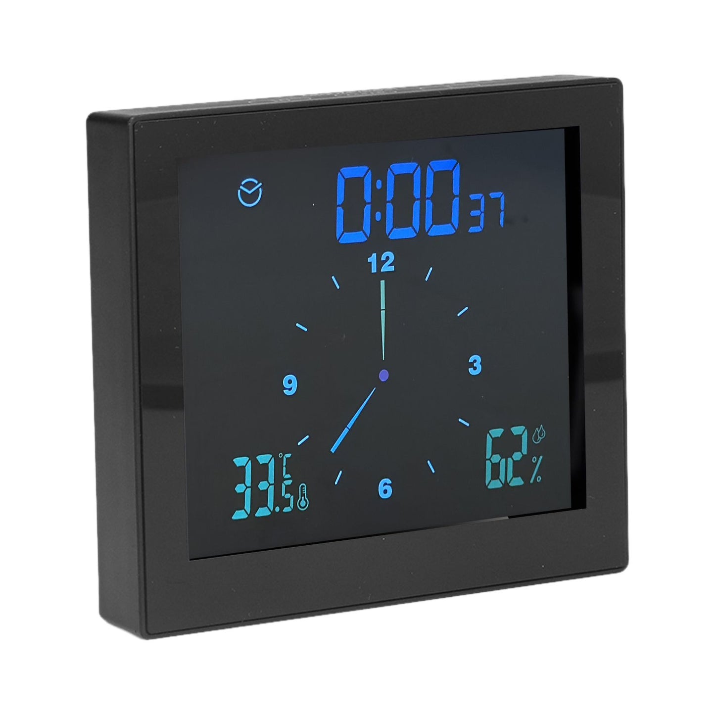 5in Wall Shower Clock Digital Timer Alarm Temperature Humidity Display Waterproof for Home BathroomBlack