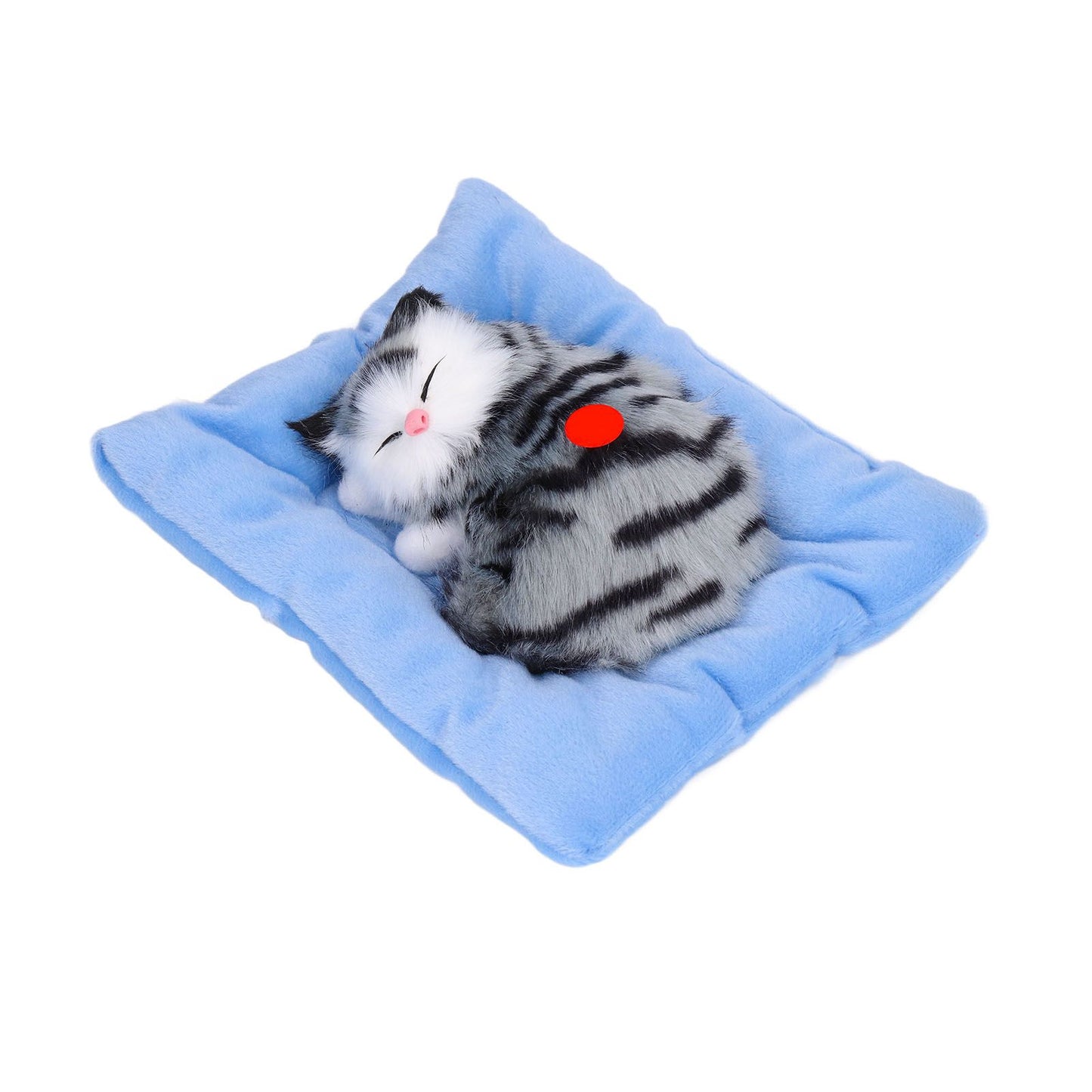 Fake Cats Sleeping Kitten Doll Toy Simulation Sleeping Cat On Pad Interactive Pet Toy with Sound Active CarbonGrey Cat Shape
