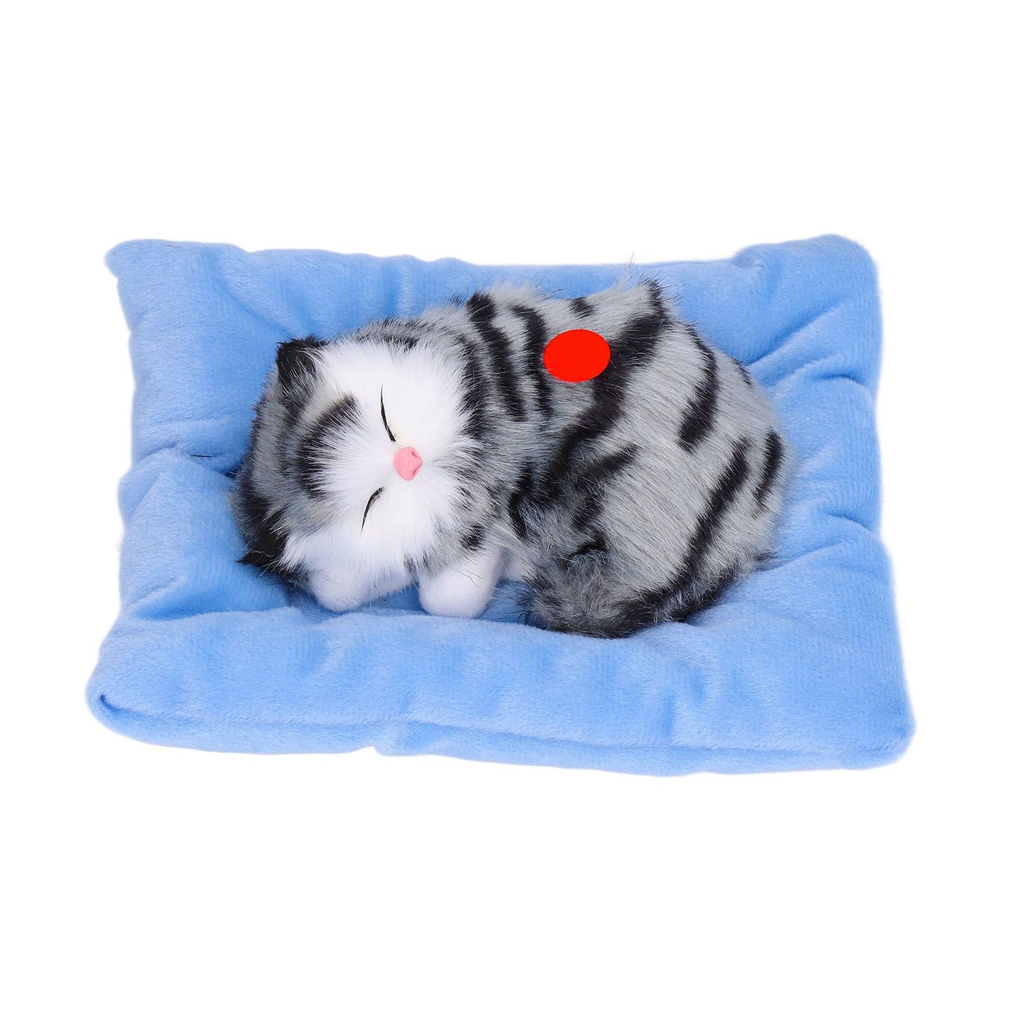 Fake Cats Sleeping Kitten Doll Toy Simulation Sleeping Cat On Pad Interactive Pet Toy with Sound Active CarbonGrey Cat Shape