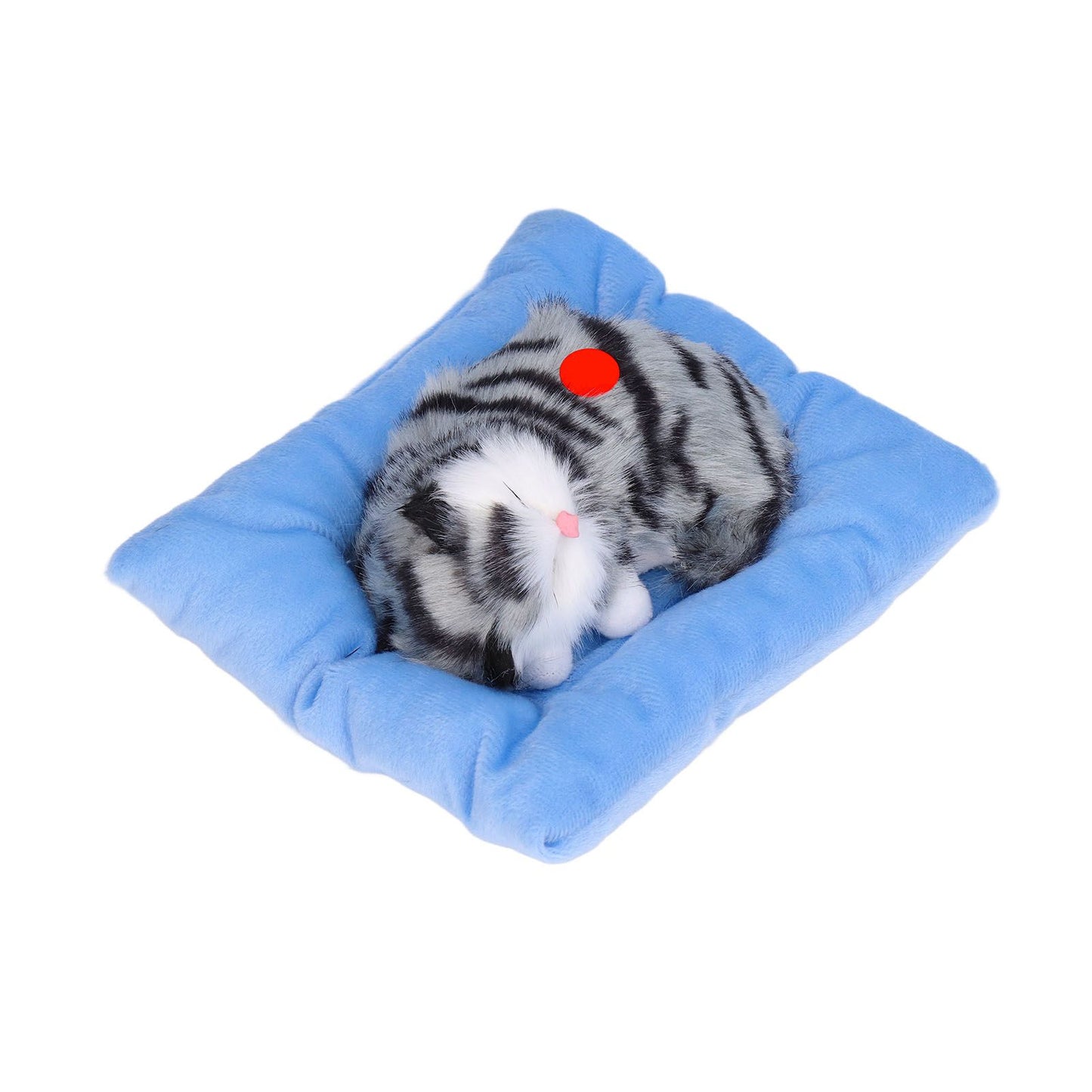 Fake Cats Sleeping Kitten Doll Toy Simulation Sleeping Cat On Pad Interactive Pet Toy with Sound Active CarbonGrey Cat Shape