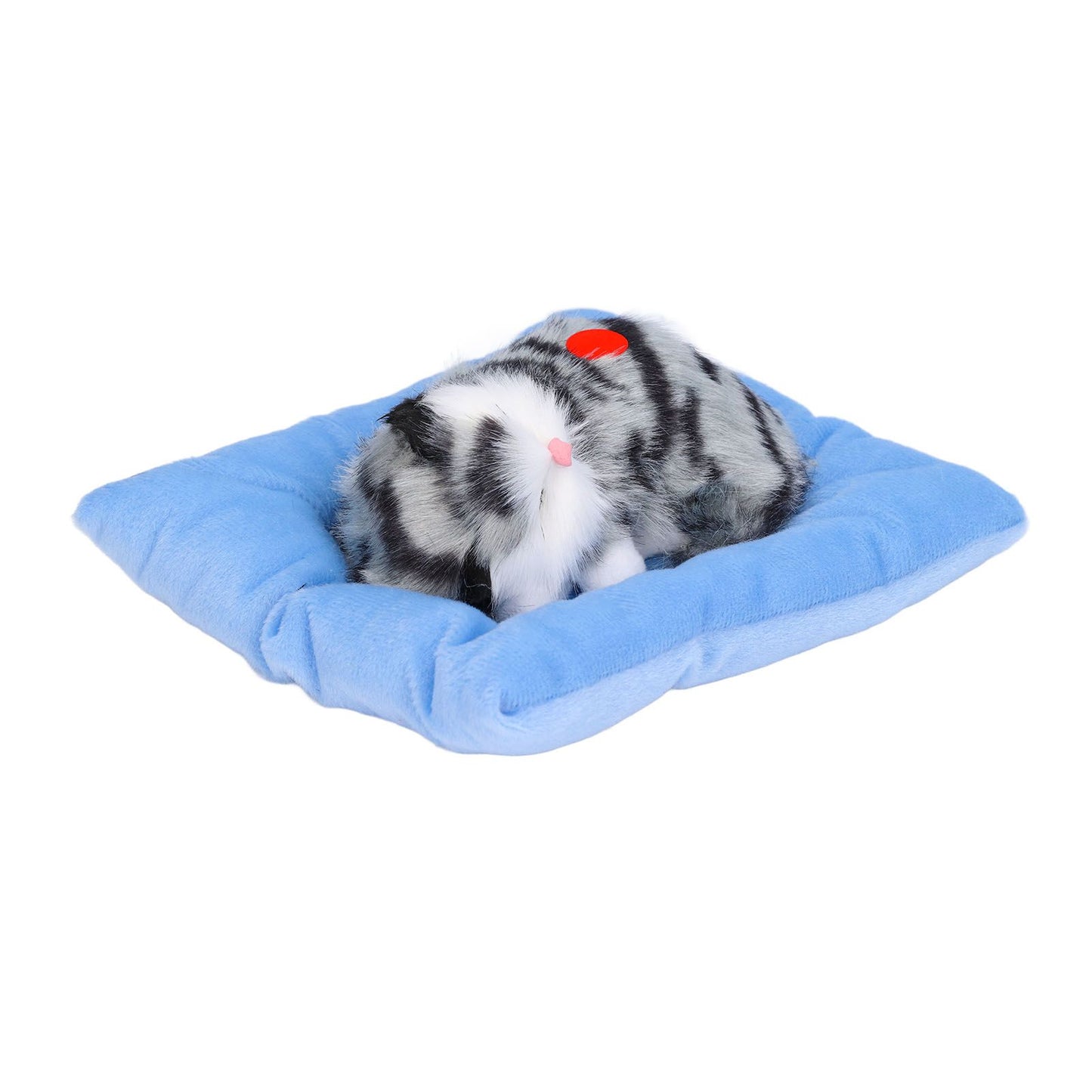 Fake Cats Sleeping Kitten Doll Toy Simulation Sleeping Cat On Pad Interactive Pet Toy with Sound Active CarbonGrey Cat Shape