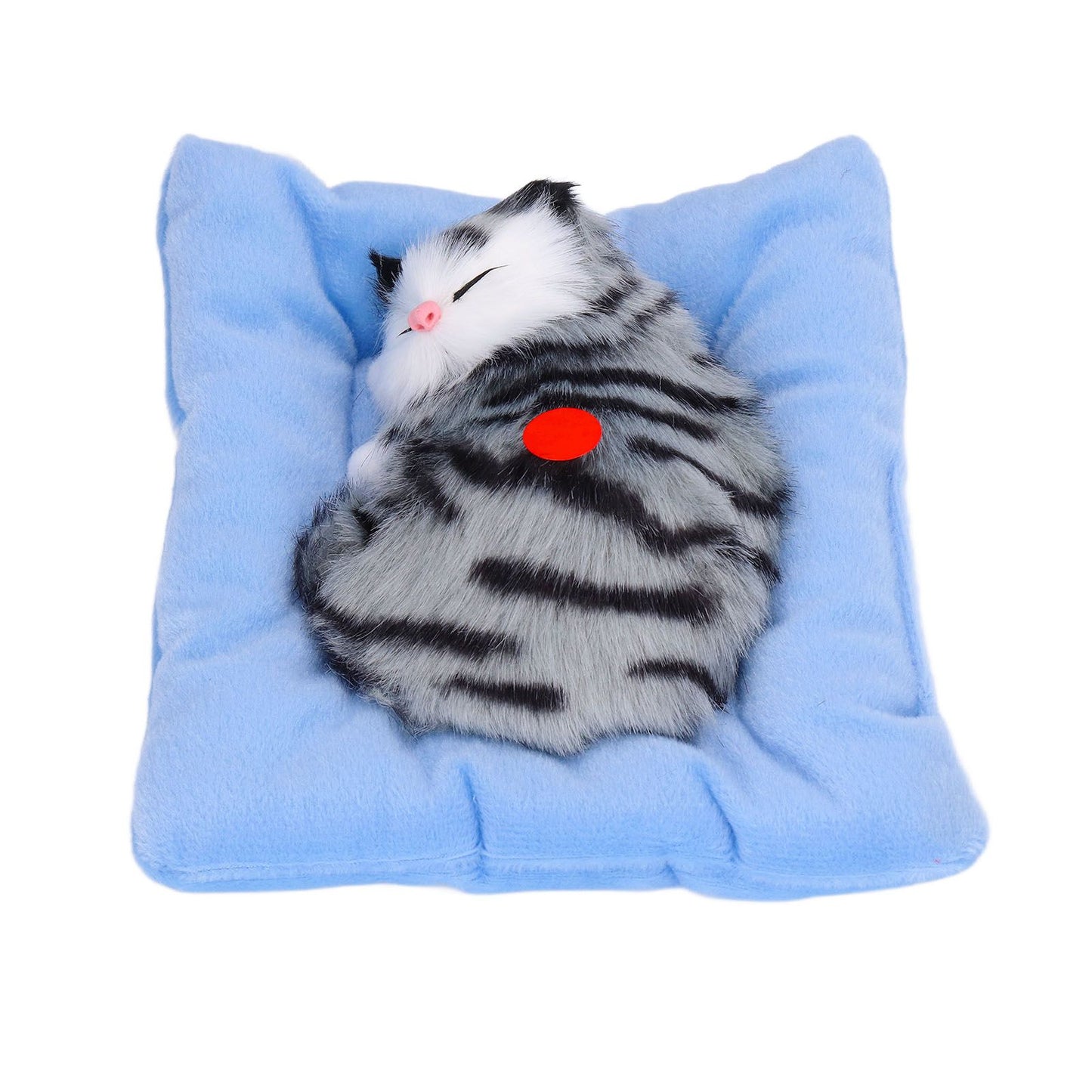 Fake Cats Sleeping Kitten Doll Toy Simulation Sleeping Cat On Pad Interactive Pet Toy with Sound Active CarbonGrey Cat Shape
