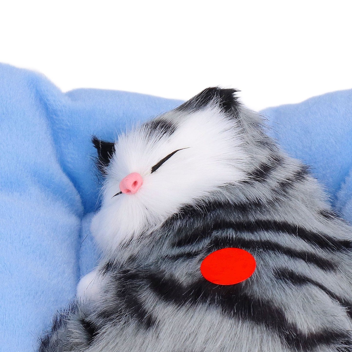 Fake Cats Sleeping Kitten Doll Toy Simulation Sleeping Cat On Pad Interactive Pet Toy with Sound Active CarbonGrey Cat Shape
