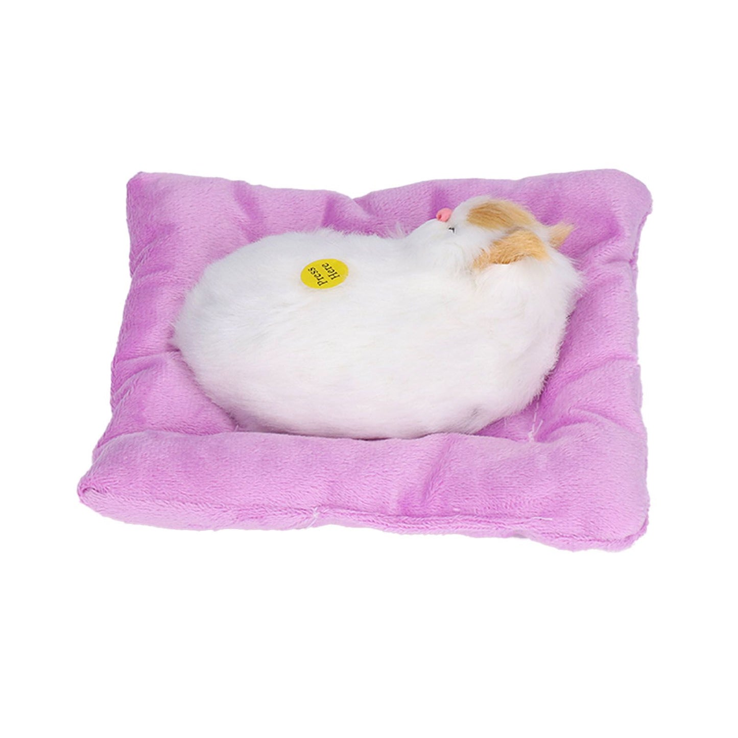 Fake Cats Sleeping Kitten Doll Toy Simulation Sleeping Cat On Pad Interactive Pet Toy with Sound Active CarbonYellow Ear Cat Shape