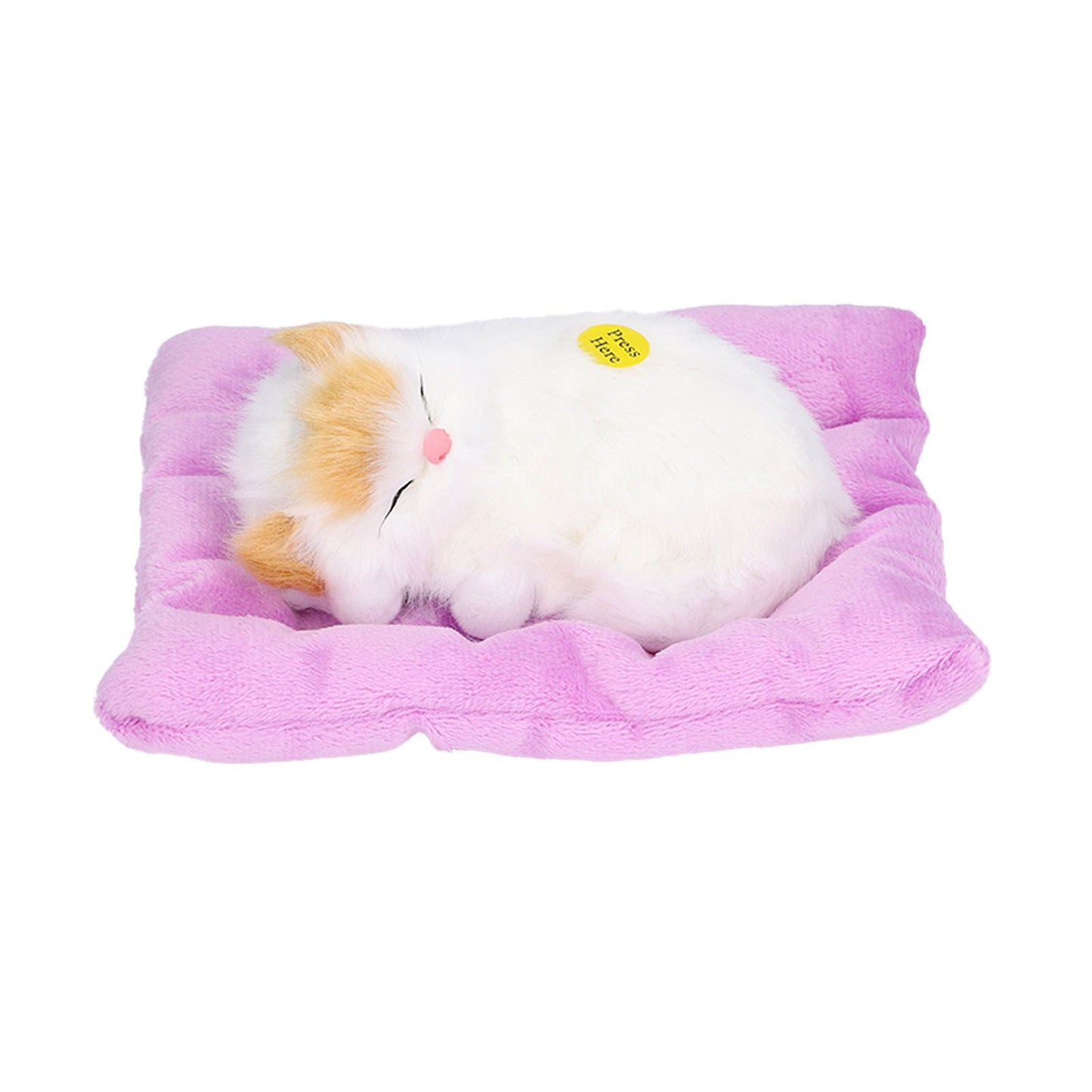 Fake Cats Sleeping Kitten Doll Toy Simulation Sleeping Cat On Pad Interactive Pet Toy with Sound Active CarbonYellow Ear Cat Shape