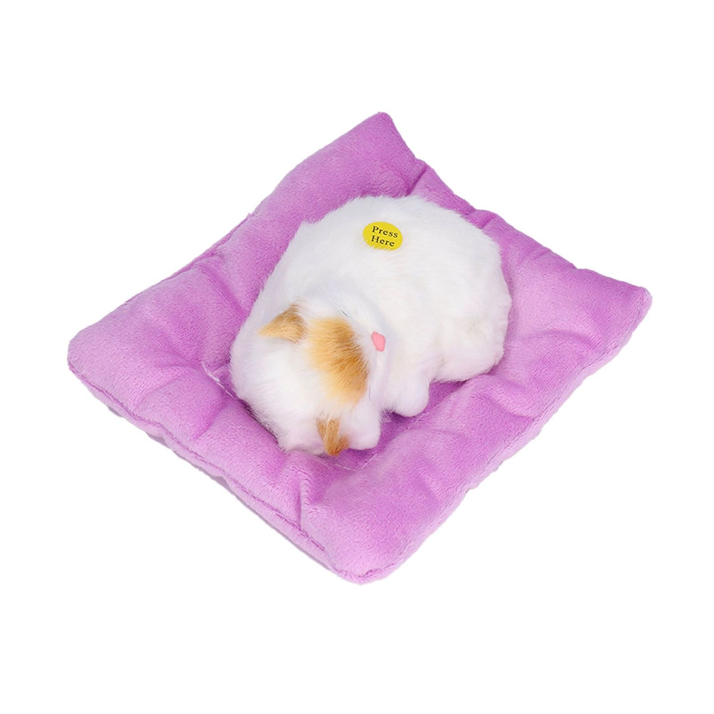 Fake Cats Sleeping Kitten Doll Toy Simulation Sleeping Cat On Pad Interactive Pet Toy with Sound Active CarbonYellow Ear Cat Shape