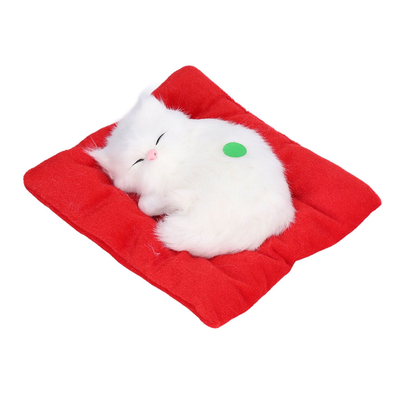Fake Cats Sleeping Kitten Doll Toy Simulation Sleeping Cat On Pad Interactive Pet Toy with Sound Active CarbonAll White Cat Shape
