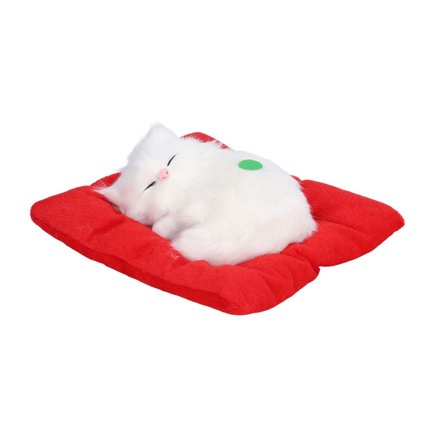 Fake Cats Sleeping Kitten Doll Toy Simulation Sleeping Cat On Pad Interactive Pet Toy with Sound Active CarbonAll White Cat Shape