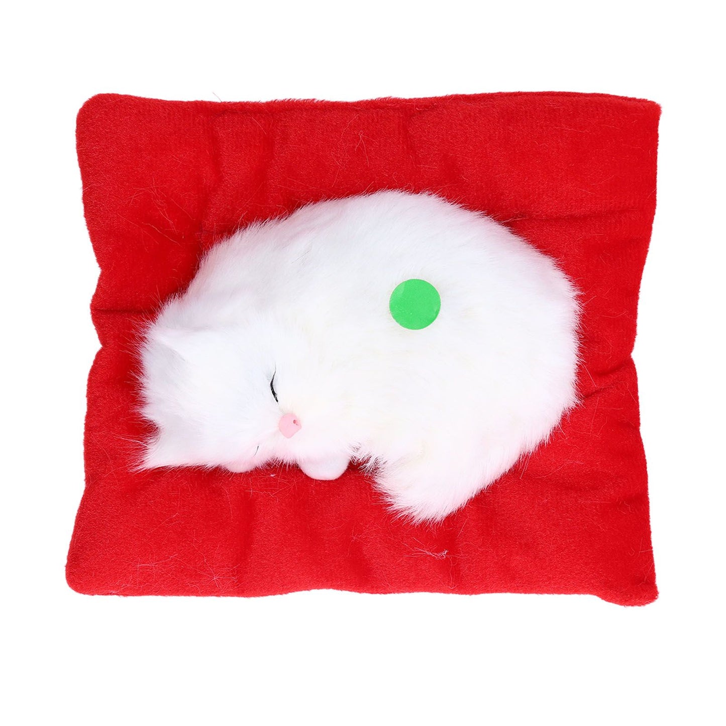 Fake Cats Sleeping Kitten Doll Toy Simulation Sleeping Cat On Pad Interactive Pet Toy with Sound Active CarbonAll White Cat Shape