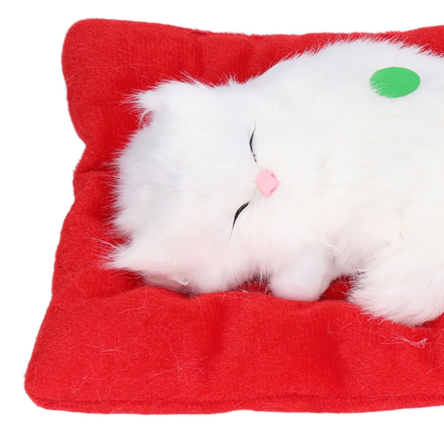 Fake Cats Sleeping Kitten Doll Toy Simulation Sleeping Cat On Pad Interactive Pet Toy with Sound Active CarbonAll White Cat Shape
