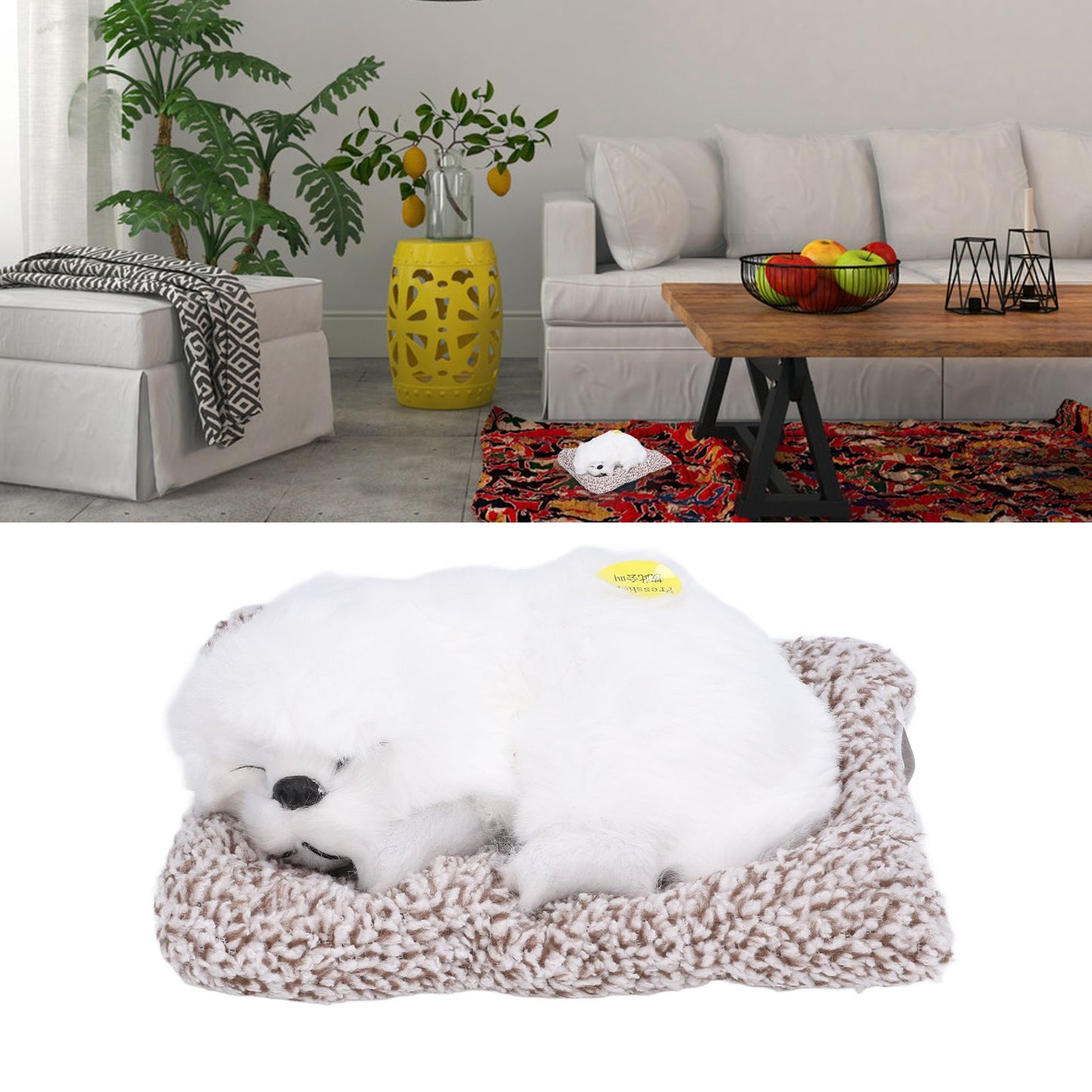 Realistic Sleeping Dog Adorable Sleeping Puppy Children Toys Decorations Gifts for Boys GirlsWhite Pekingese