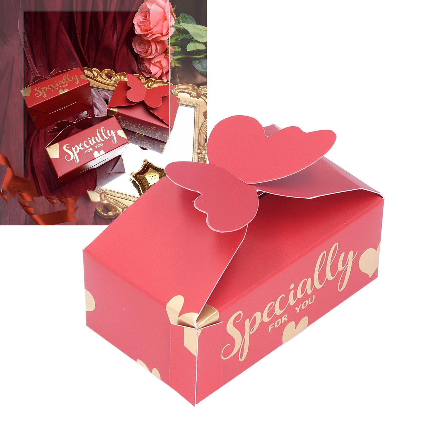 50pcs Favor Boxes Safe Durable Exquisite Lovely Gold Red Compact Portable Wedding Bags for Parties Birthdays