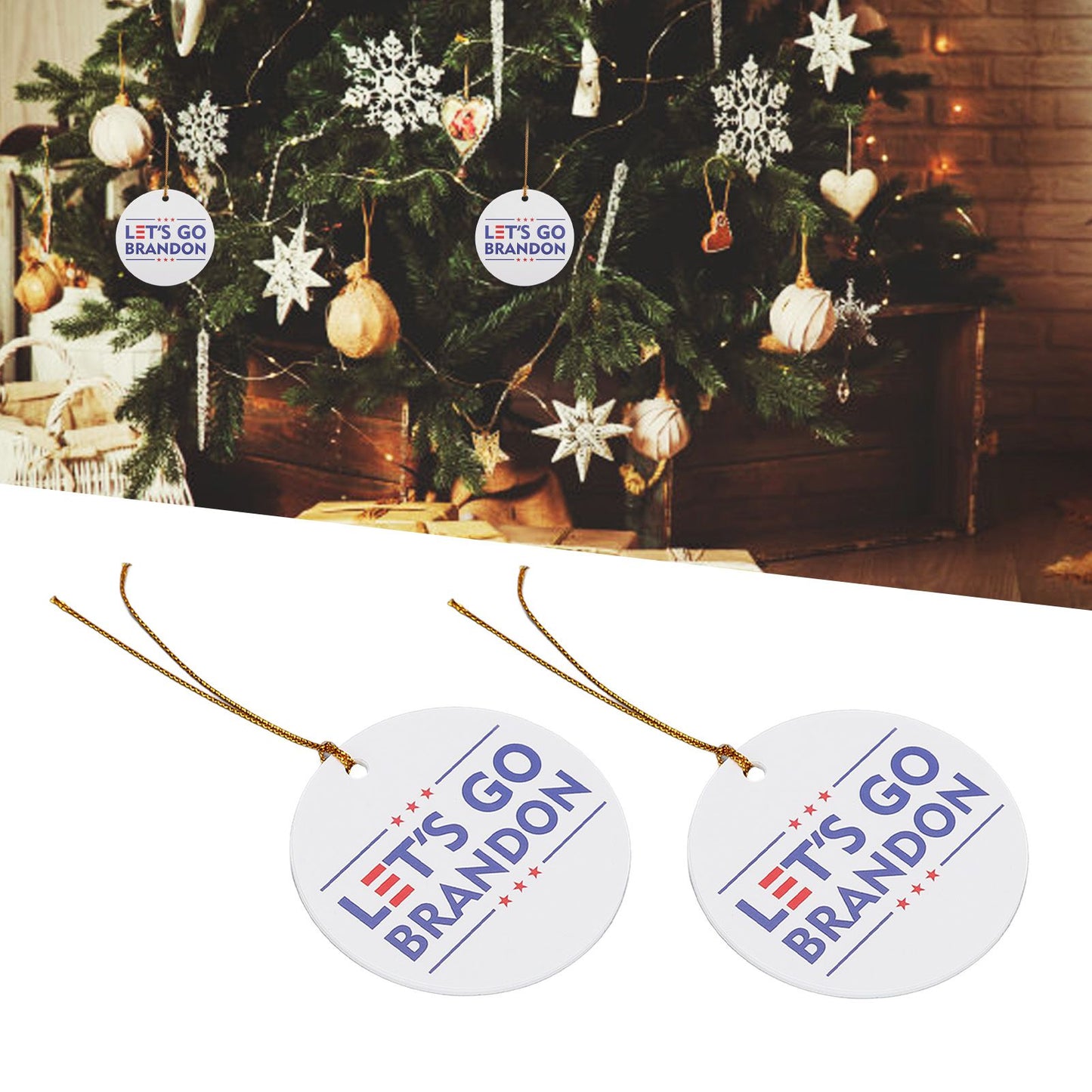 2Set Innovative Ornament Ceramic Christmas Tree Hanging Pendant for Party Wedding Decoration