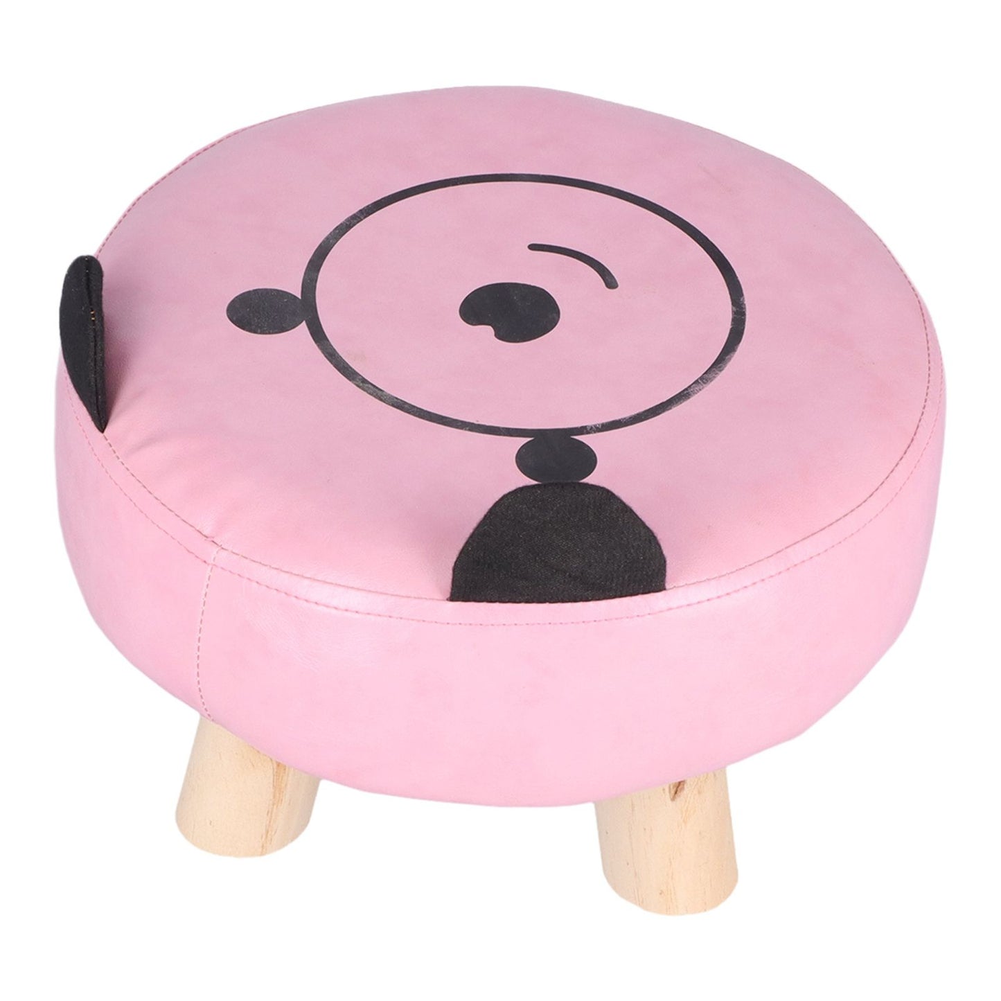 Small Under Desk Footrest Cute Cartoon Ottoman with 4 Stable Log Legs for Children