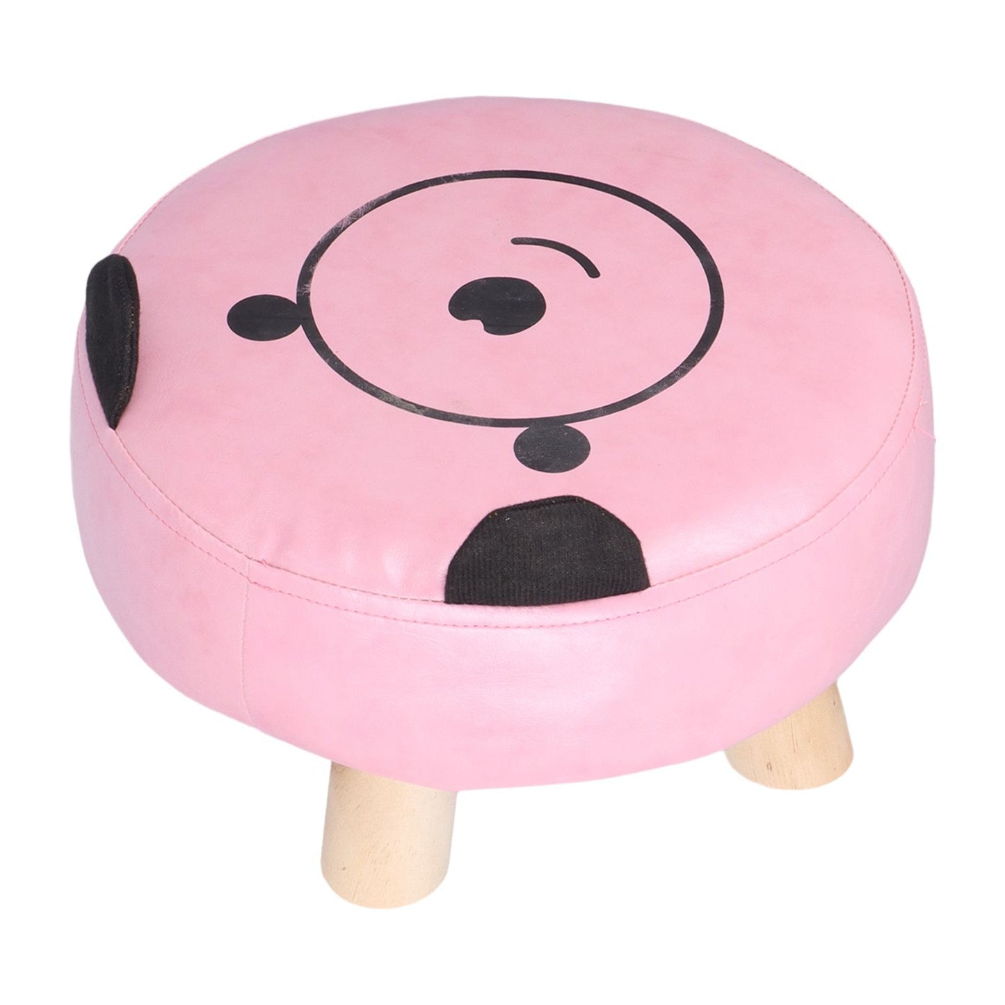 Small Under Desk Footrest Cute Cartoon Ottoman with 4 Stable Log Legs for Children