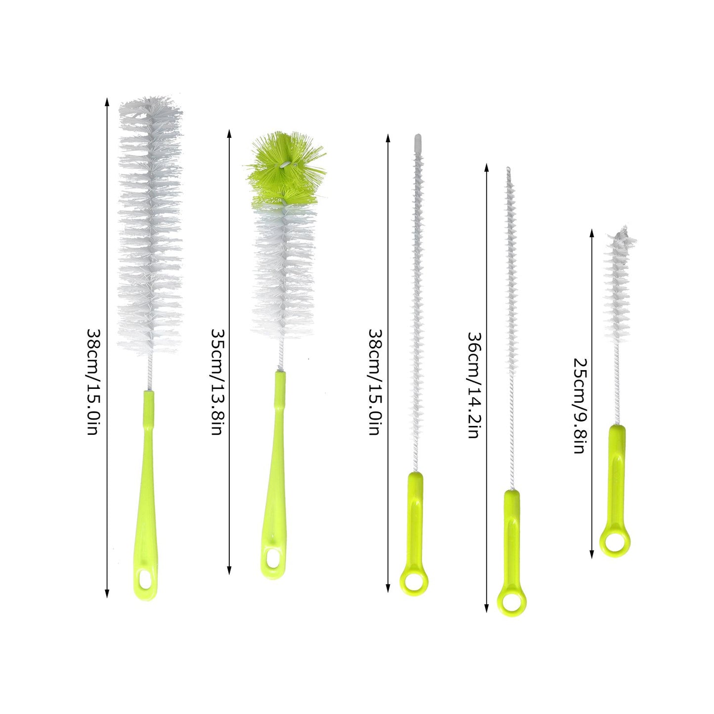 Water Bottle Brush 5pcs Long Handle Cleaning Brush for Narrow Neck Water Bottle Baby Bottle Coffee GrinderGreen