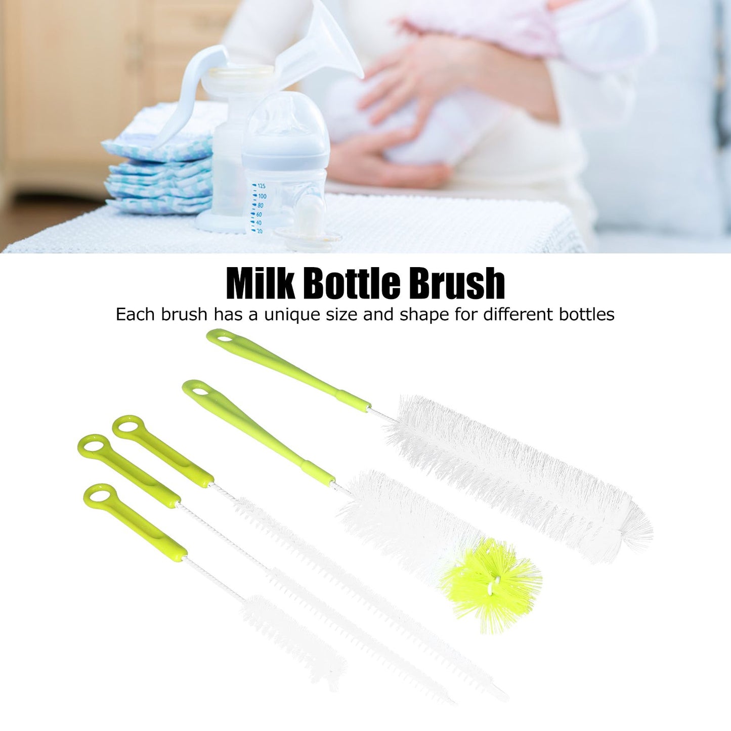 Water Bottle Brush 5pcs Long Handle Cleaning Brush for Narrow Neck Water Bottle Baby Bottle Coffee GrinderGreen