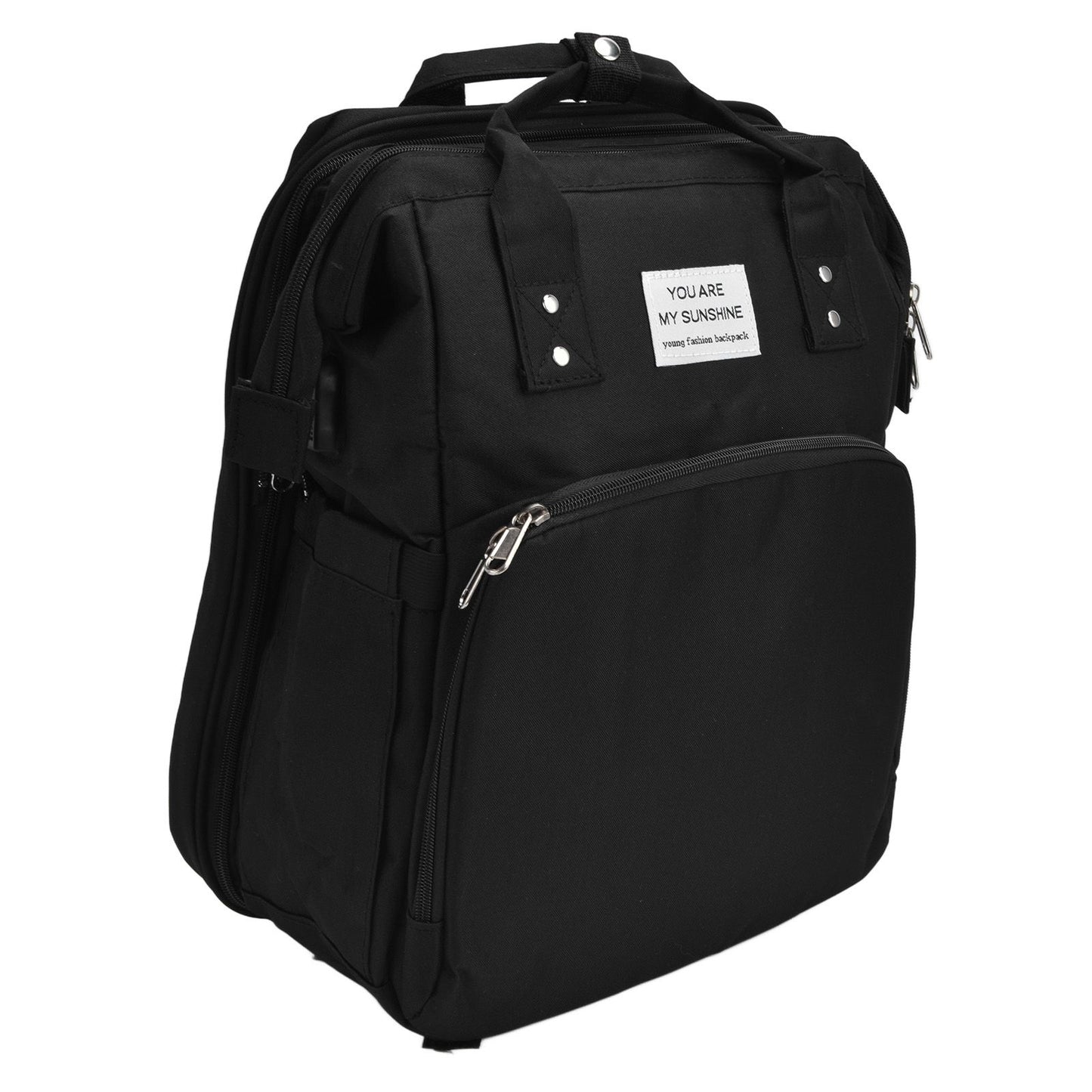 Backpack Multifunctional Foldable Large Capacity Baby Diaper Storage Bag for TravelBlack
