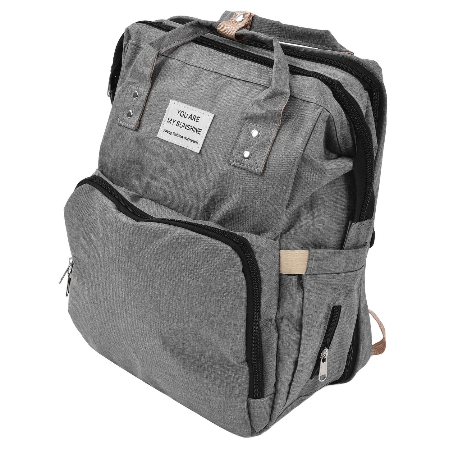 Backpack Multifunctional Foldable Large Capacity Baby Diaper Storage Bag for TravelLight Grey