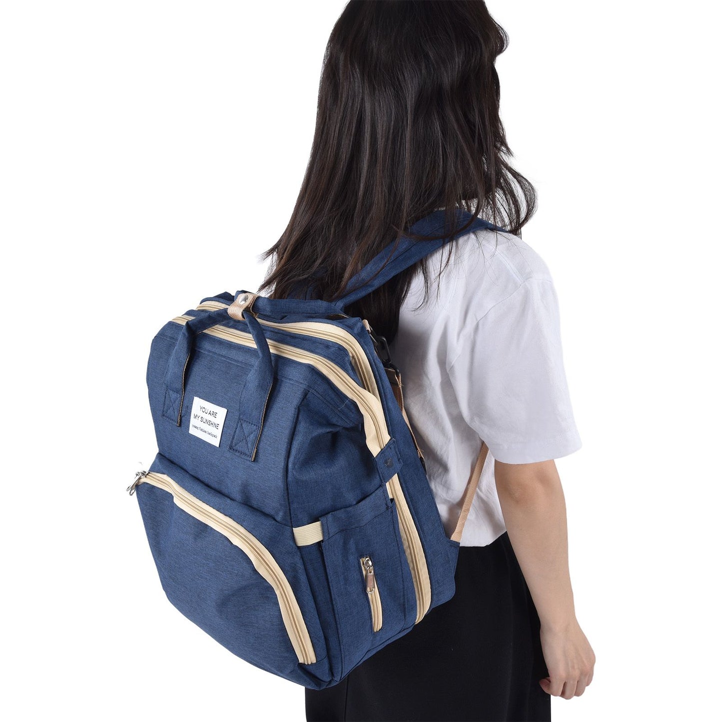 Backpack Multifunctional Foldable Large Capacity Baby Diaper Storage Bag for TravelDark Blue