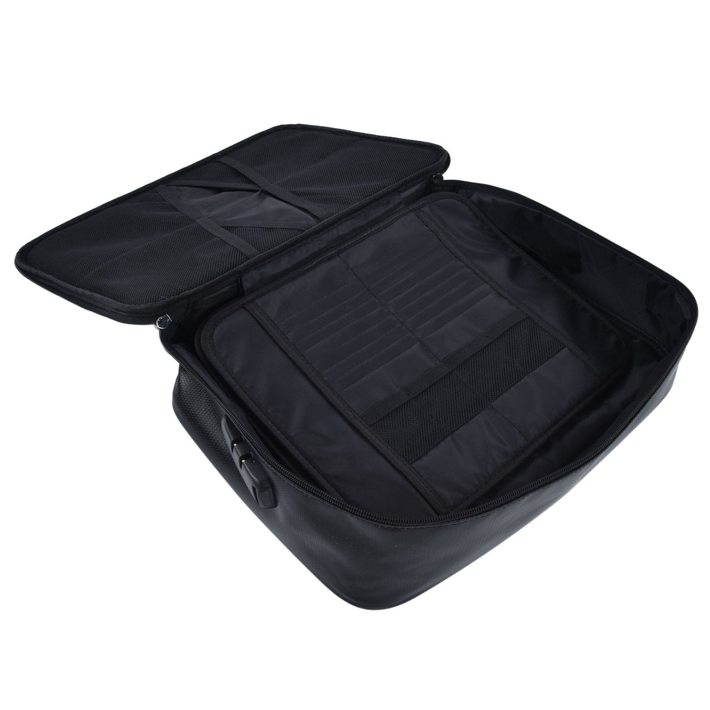 Fireproof Document Bag Pouch Portable File Safe Organizer Large Capacity Storage Box Case with LockBlack