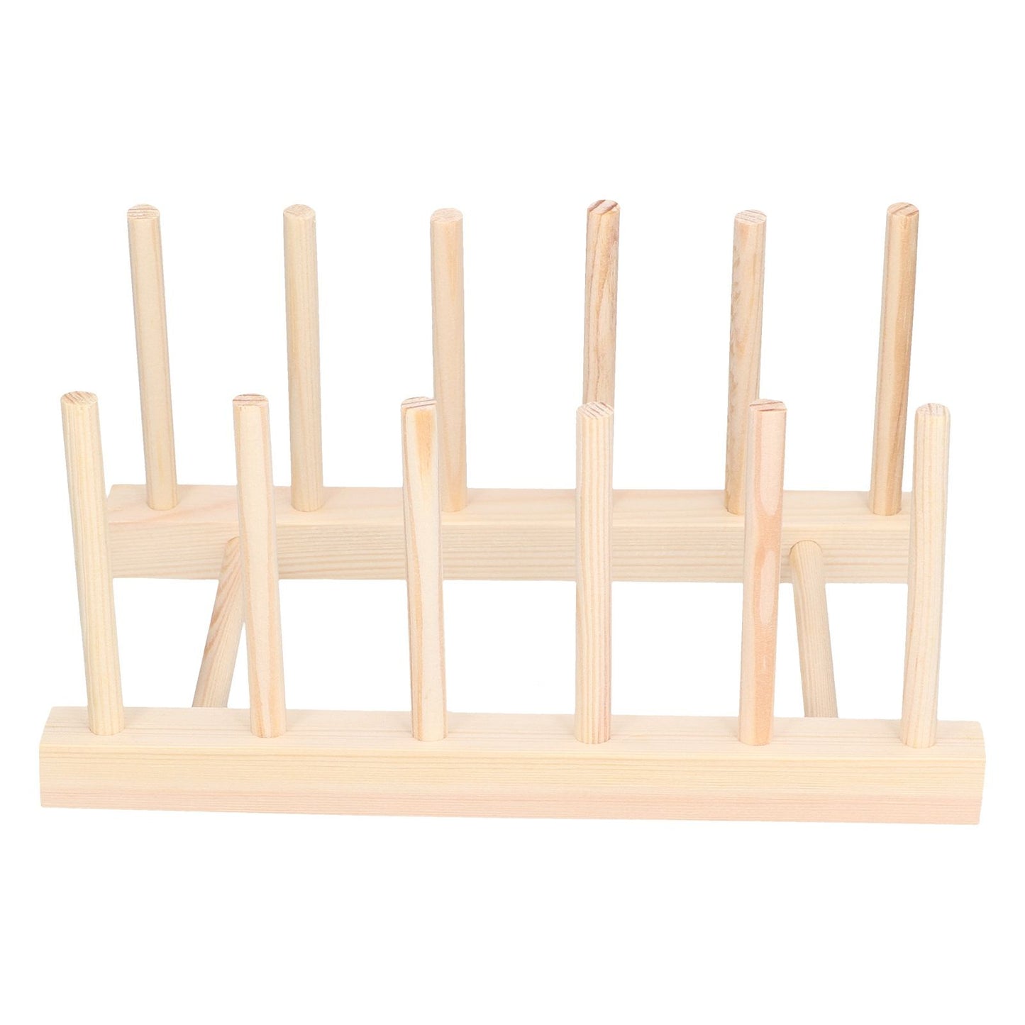 Bamboo Dish Plate Lightweight Portable Environmental Friendly Durable Pine Wood Dish Rack5 Grids 23cm