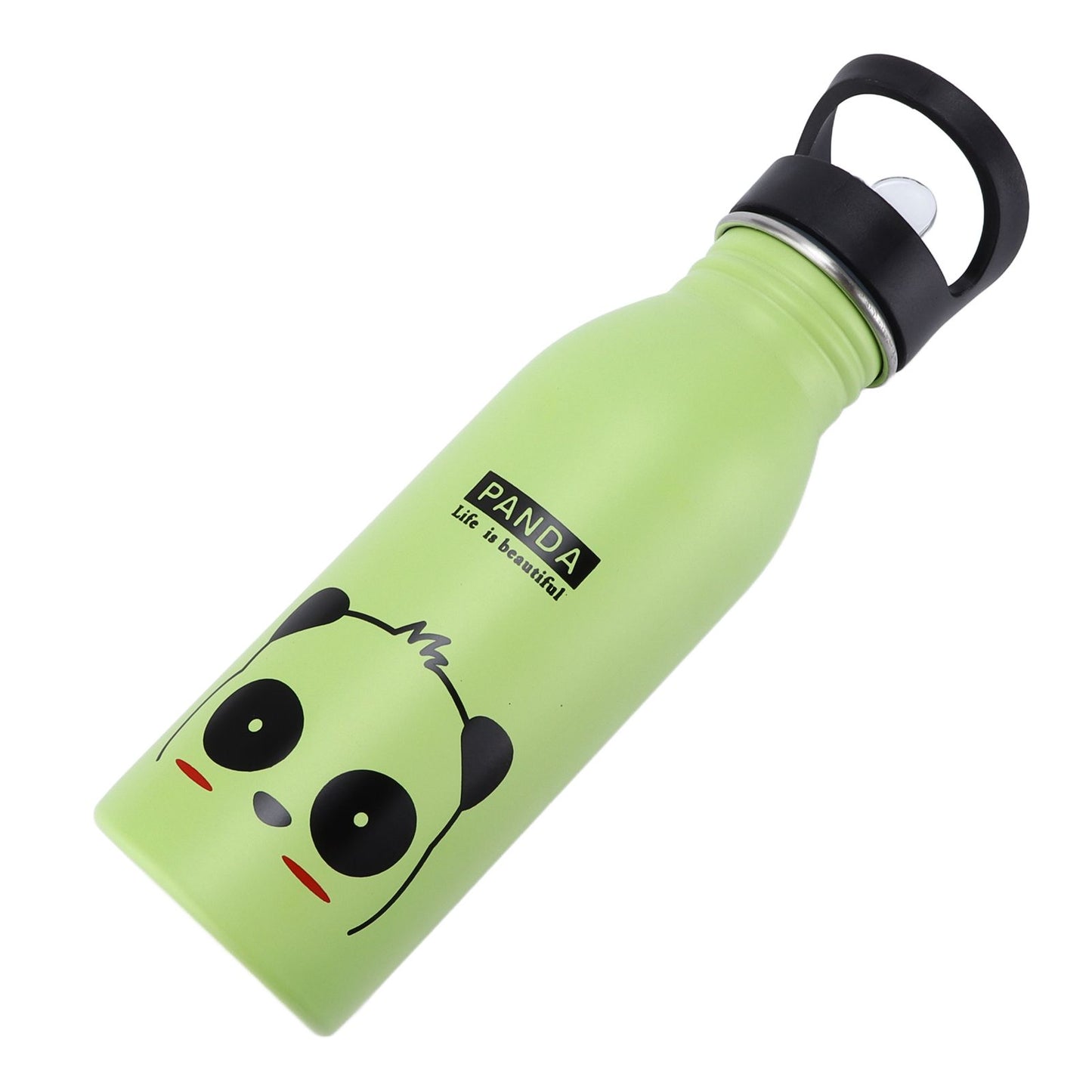 Stainless Steel Sport Water Bottle 500ml Cute Vacuum Insulated Water Bottle with Sucking Mouth for Outdoor SportsGreen Panda