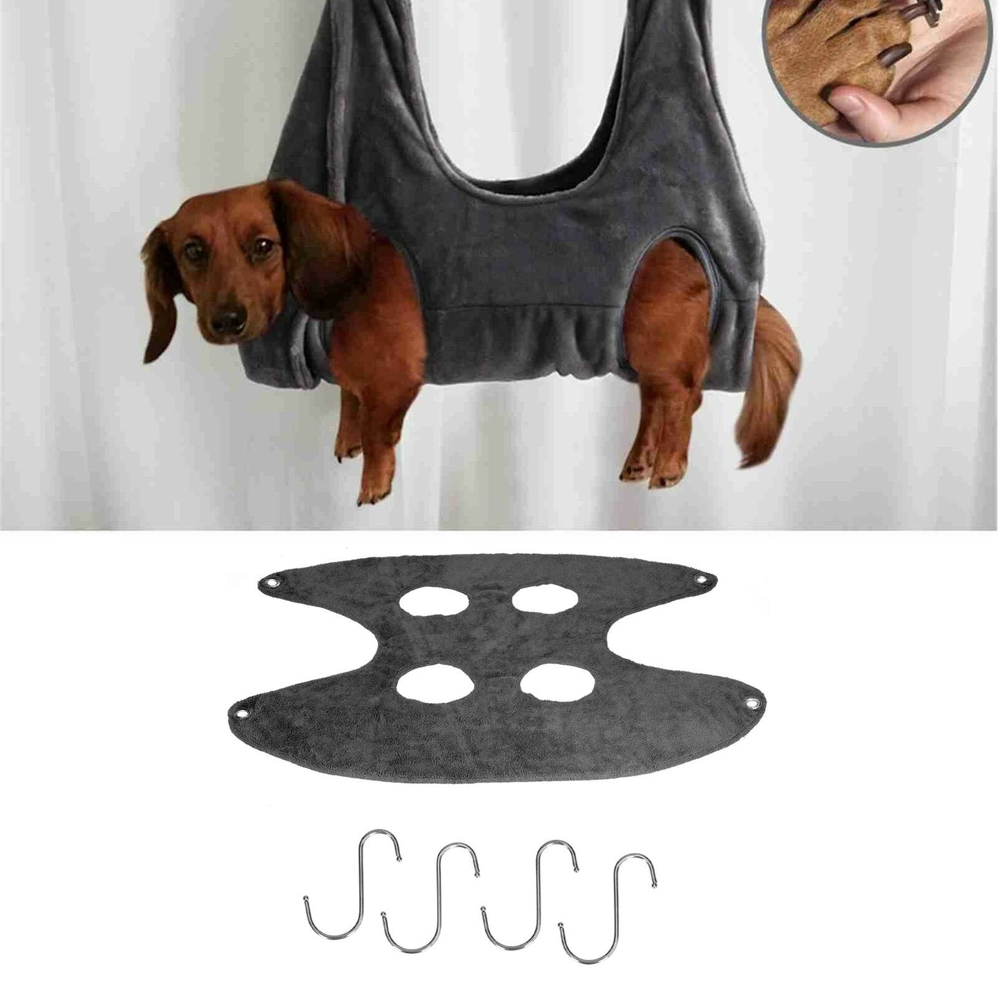 Pet Grooming Sling Dog Grooming Sling Hammock Helper for Bathing Washing Nail ClippingS Grey