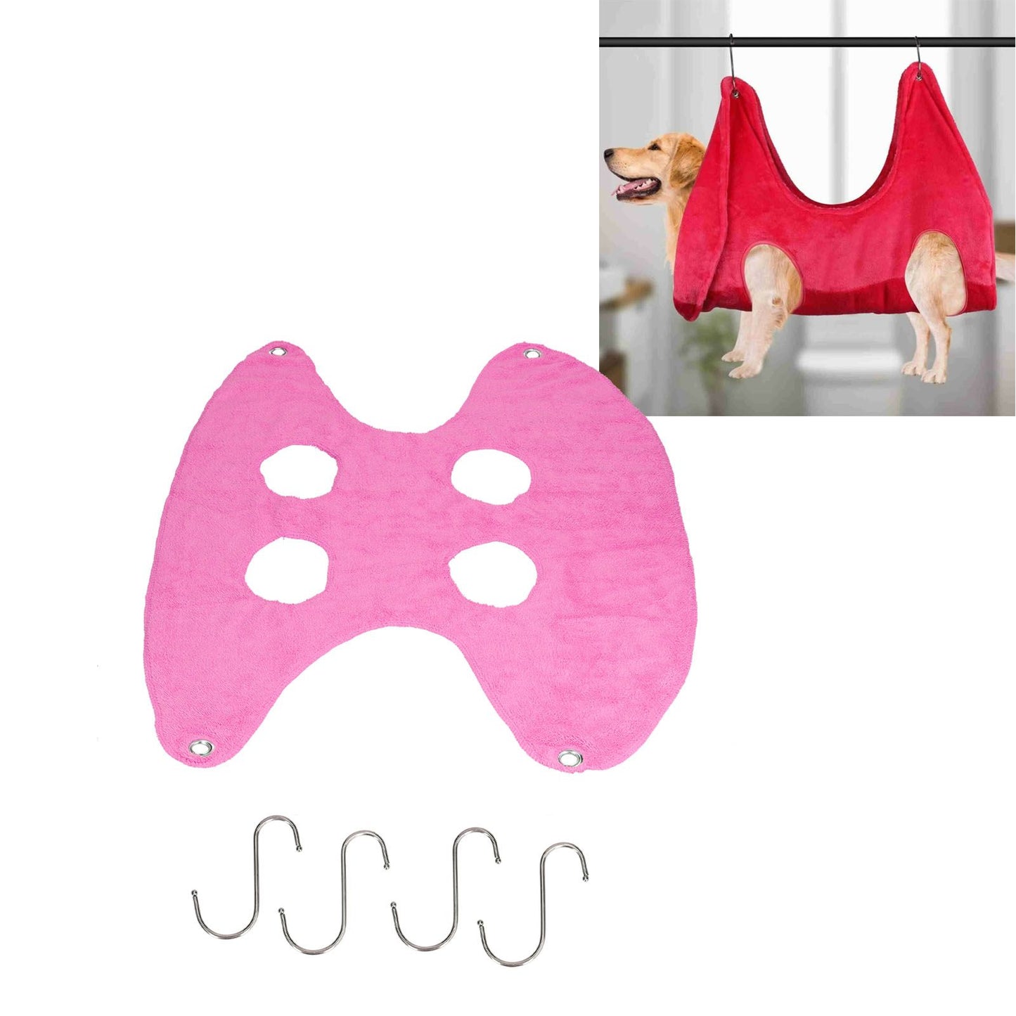 Pet Grooming Sling Dog Grooming Sling Hammock Helper for Bathing Washing Nail ClippingL Rose Red