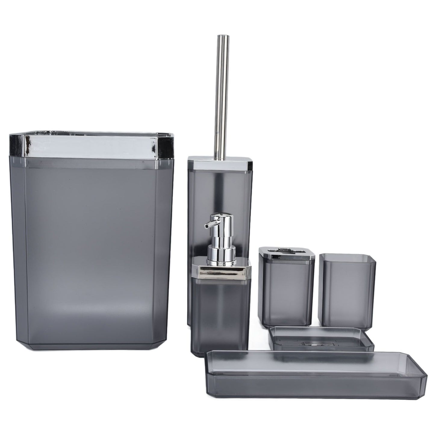 7Pcs/Set Plastic Bathroom Accessory Grey Toothbrush Holder Soap Tray Kit for Home Hotel