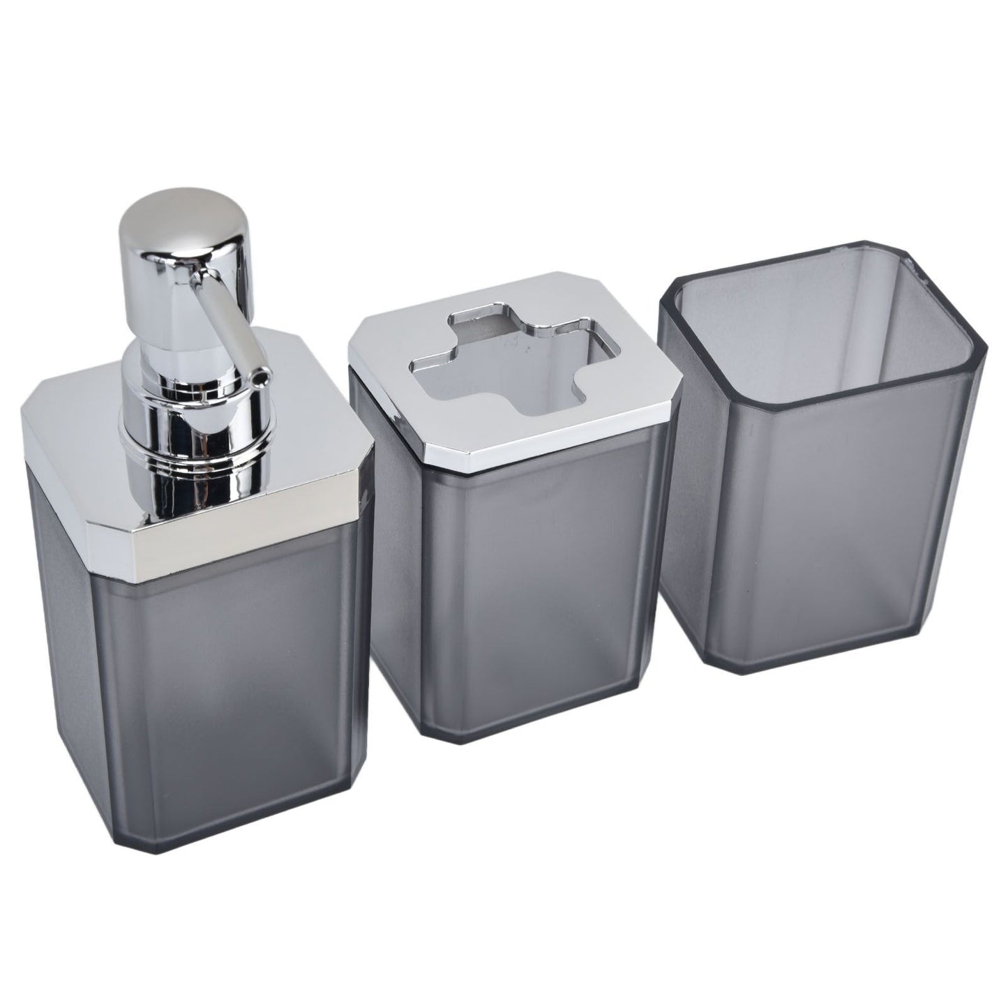 7Pcs/Set Plastic Bathroom Accessory Grey Toothbrush Holder Soap Tray Kit for Home Hotel