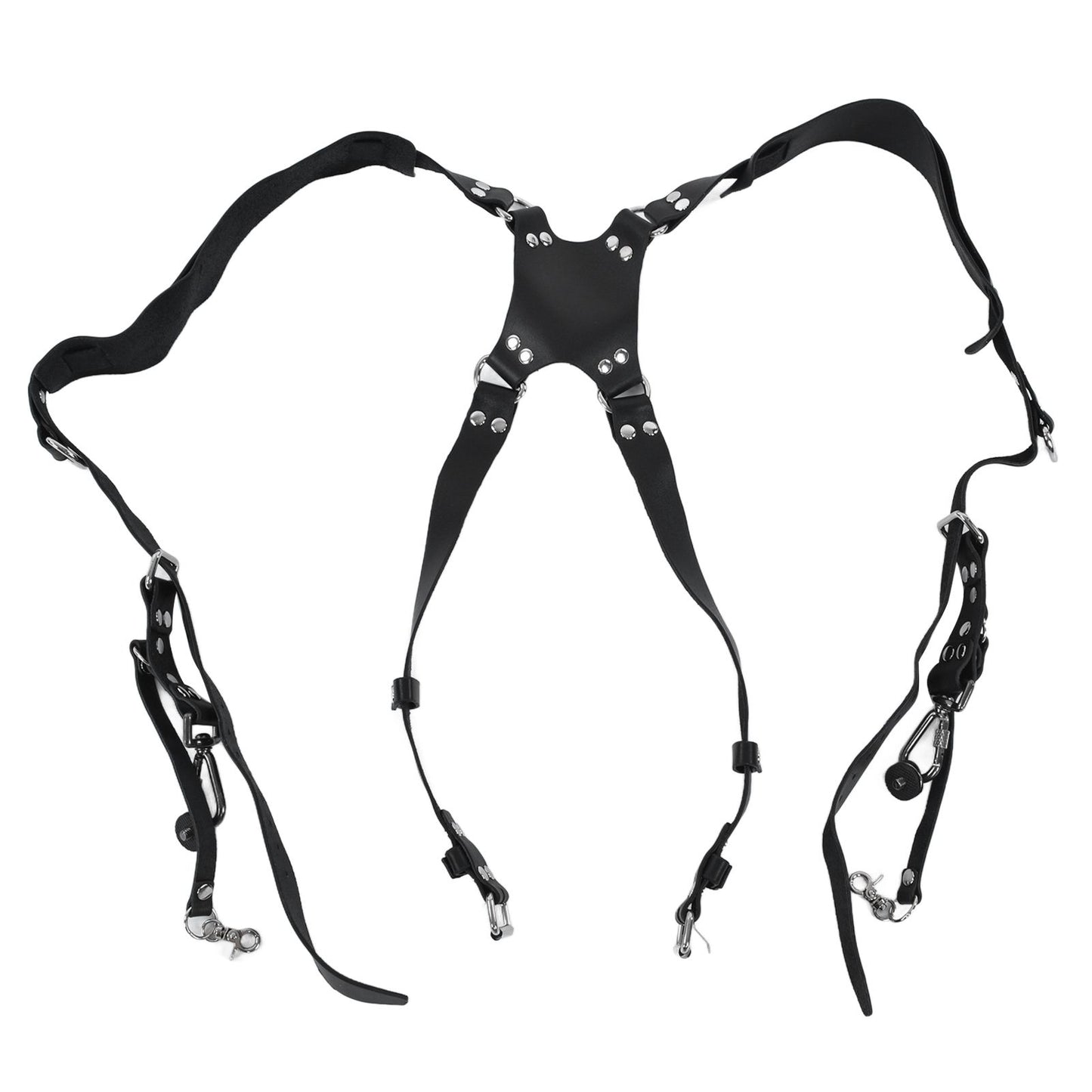 Camera Strap Dual Shoulder PU Leather Harness with D Rings Outdoor Photography Accessories