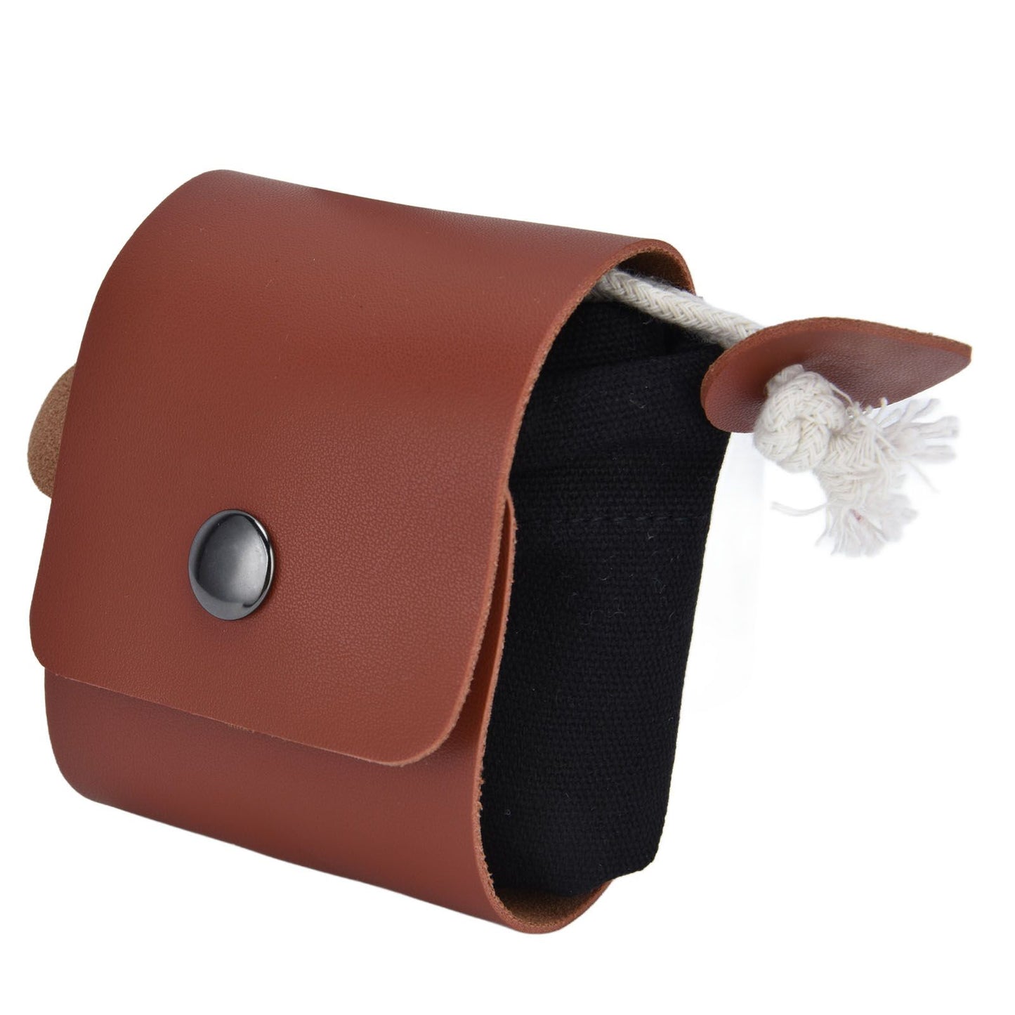 Foraging Pouch PU Leather Canvas Fruit Picking Storage Bag Waist Hanging Tool Bag for Outdoor CampingBlack