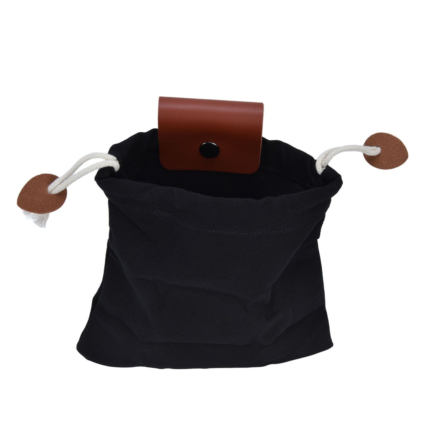 Foraging Pouch PU Leather Canvas Fruit Picking Storage Bag Waist Hanging Tool Bag for Outdoor CampingBlack