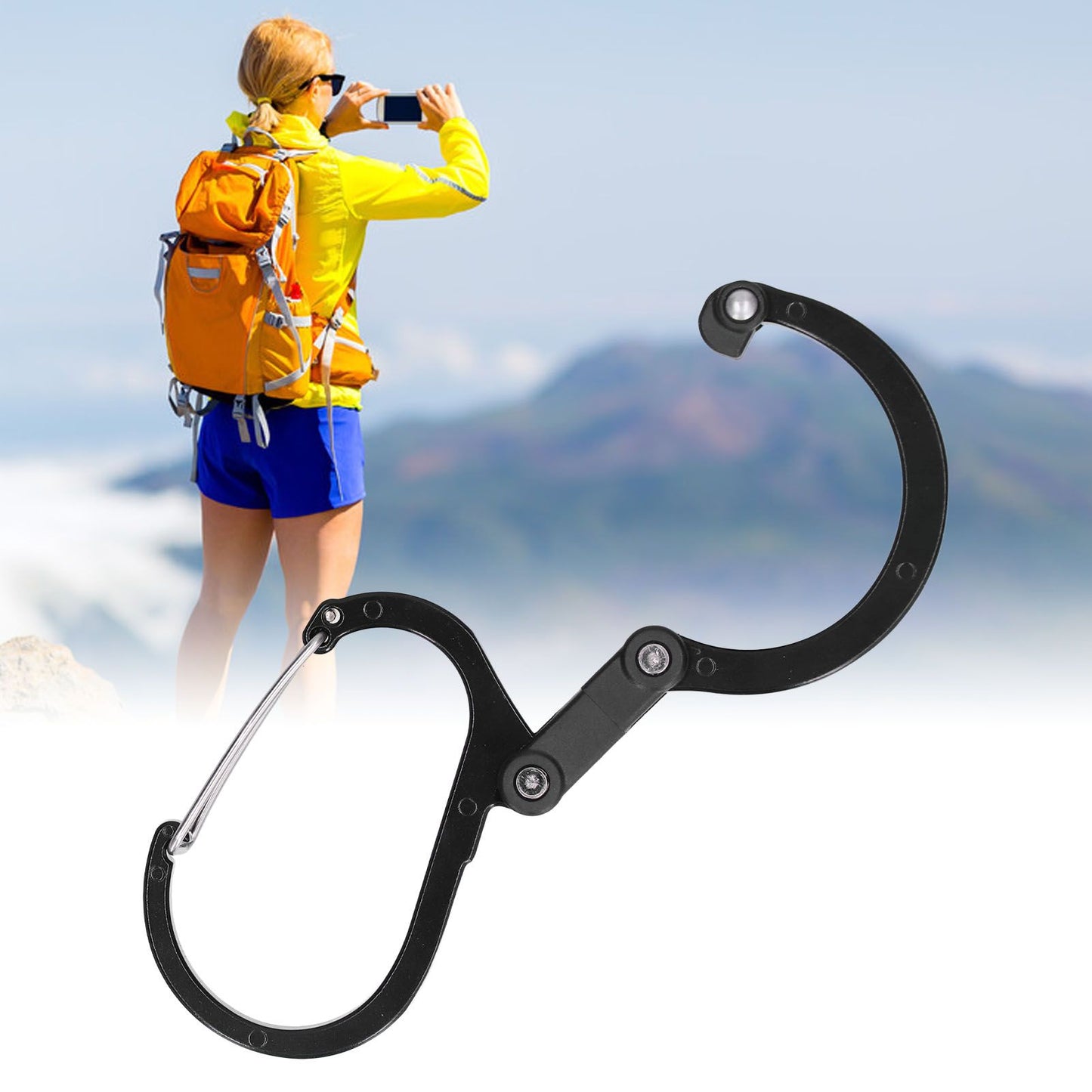 Climbing Carabiner D Type Carabiner Hook Aluminium Alloy Hanging Carabiner Clip for OutdoorBlack