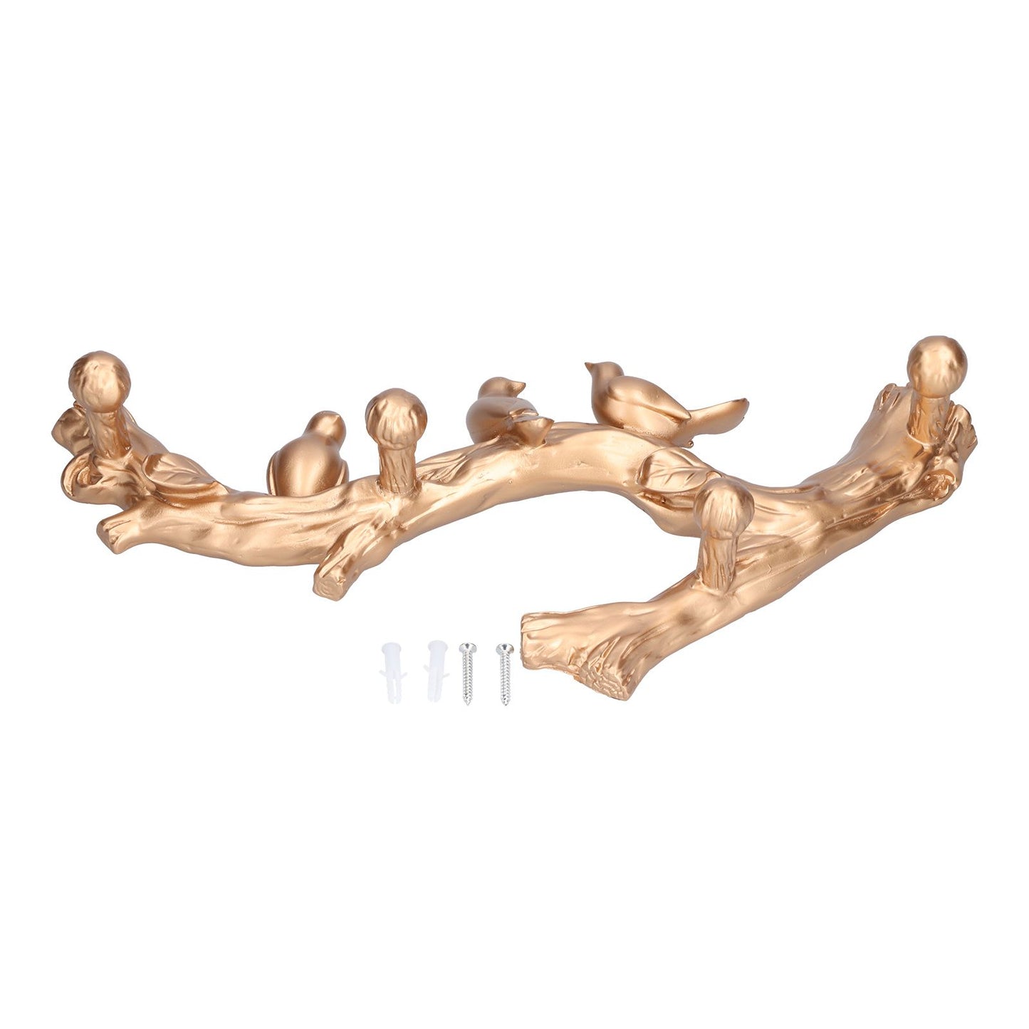 Decorative Hook Golden Bird Branch Shape Three Dimensional Wall Mounted Home Decoration AccessoriesMedium (38cm)