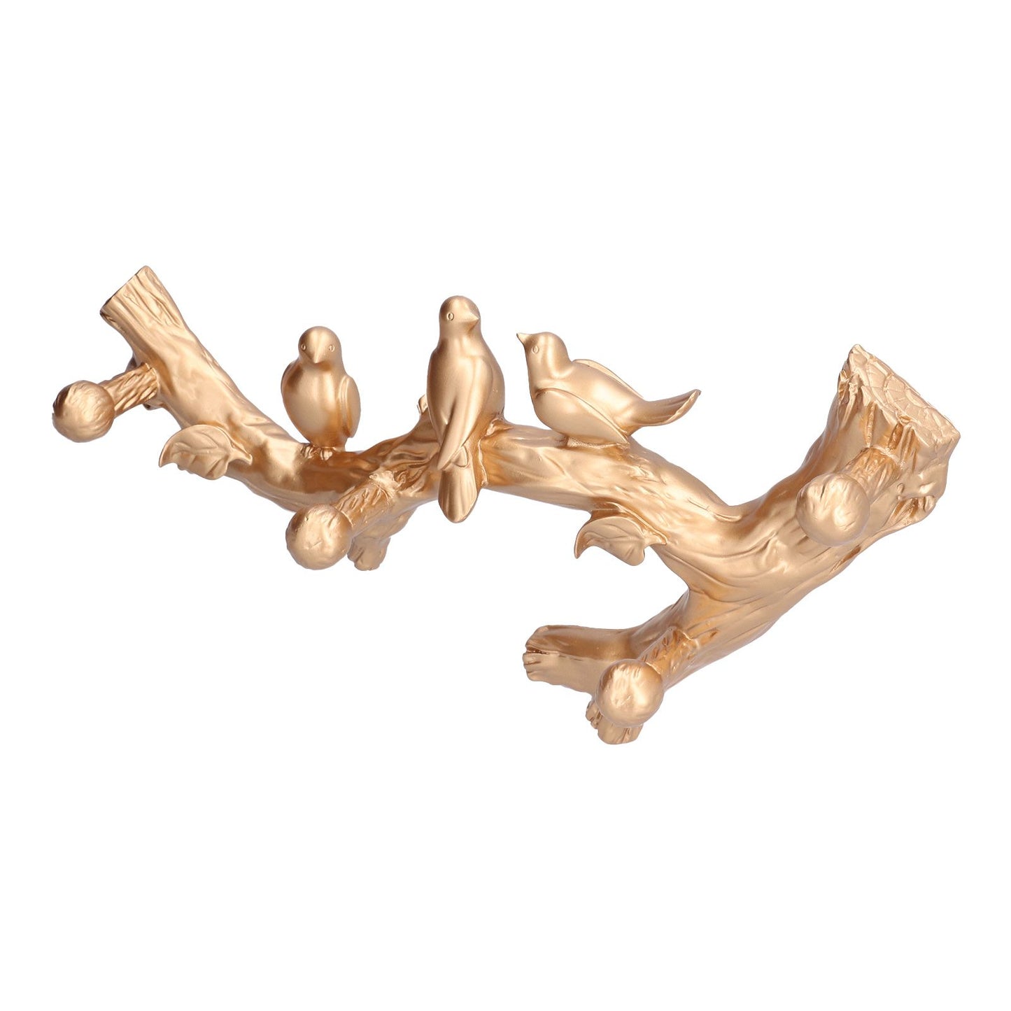 Decorative Hook Golden Bird Branch Shape Three Dimensional Wall Mounted Home Decoration AccessoriesMedium (38cm)