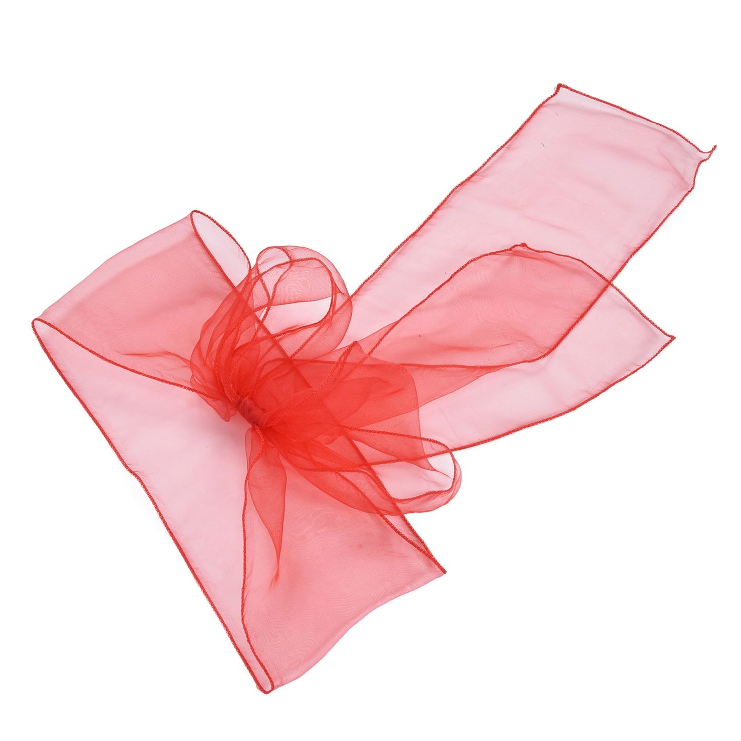 10Pcs Organza Banquet Chair Sash Exquisite Chair Bows Sashes for Wedding Party DecorationBright Red