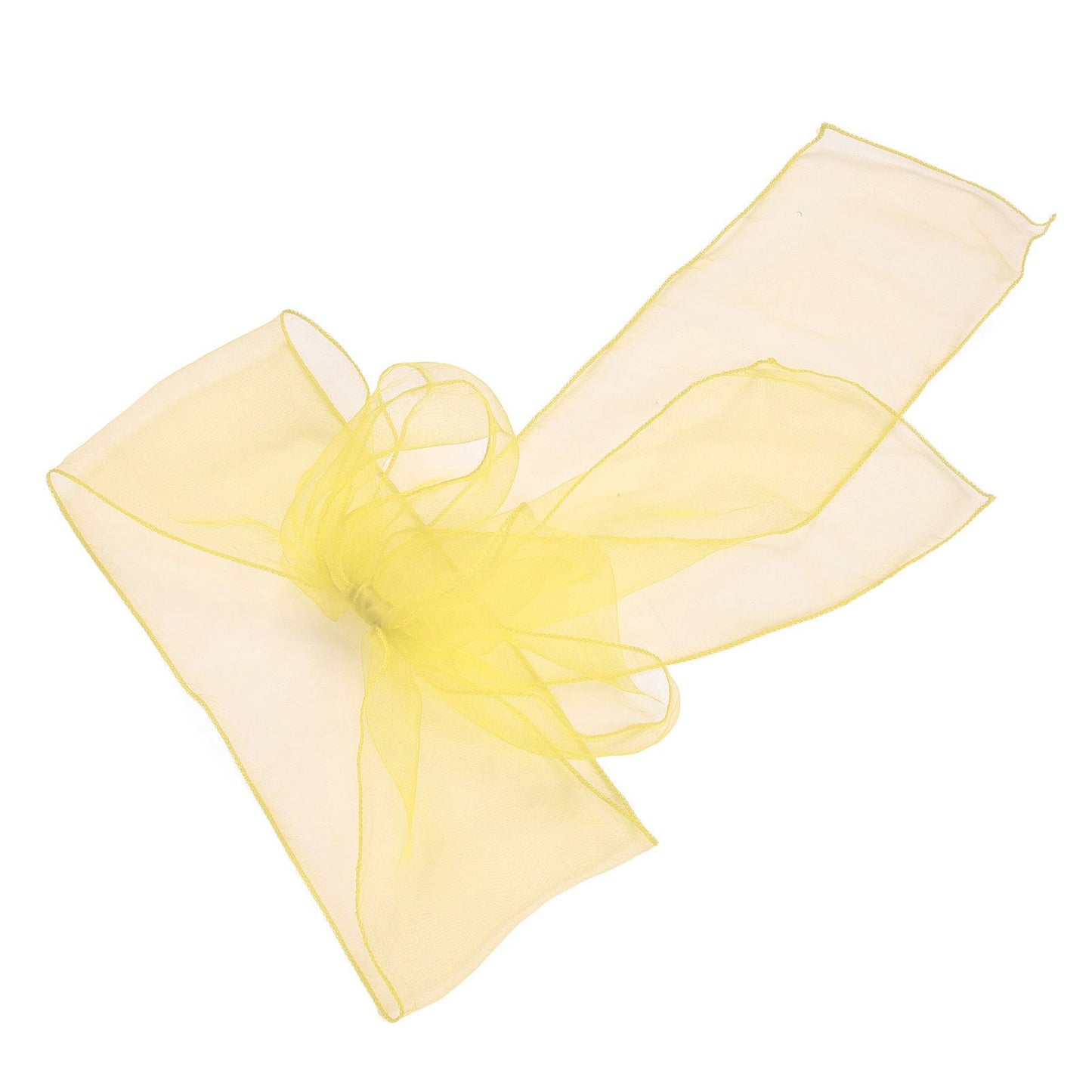 10Pcs Organza Banquet Chair Sash Exquisite Chair Bows Sashes for Wedding Party DecorationBright Yellow