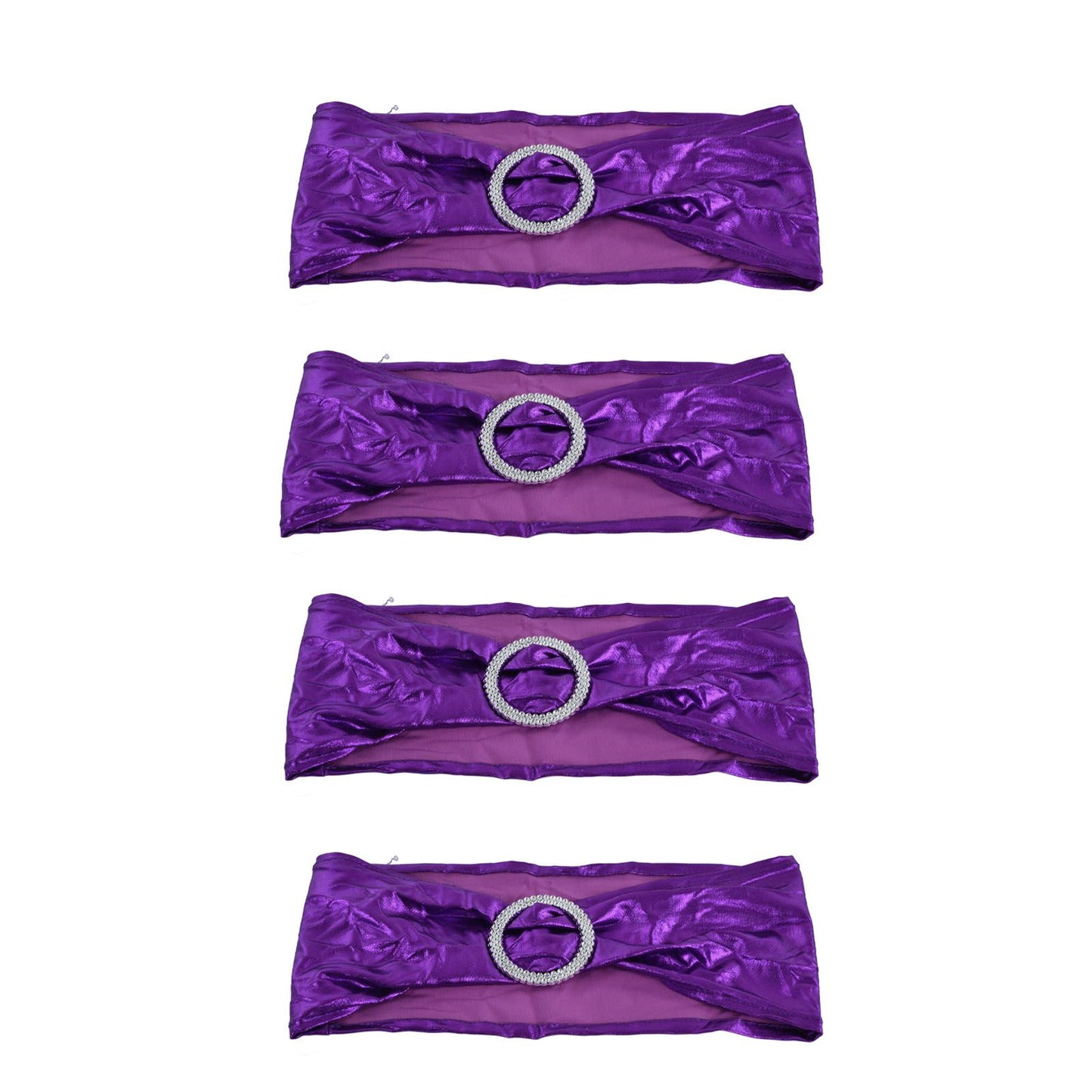 10Pcs Chair Cover Bands Elastic Stretch Sashes Bows for Wedding Banquet Hotel DecorationPurple