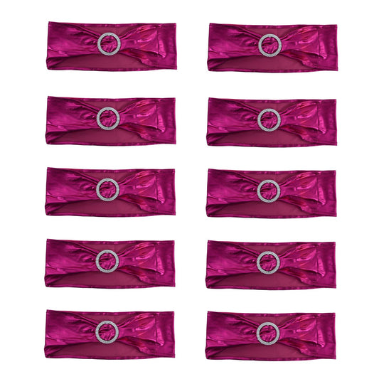 10Pcs Chair Cover Bands Elastic Stretch Sashes Bows for Wedding Banquet Hotel DecorationRose Red