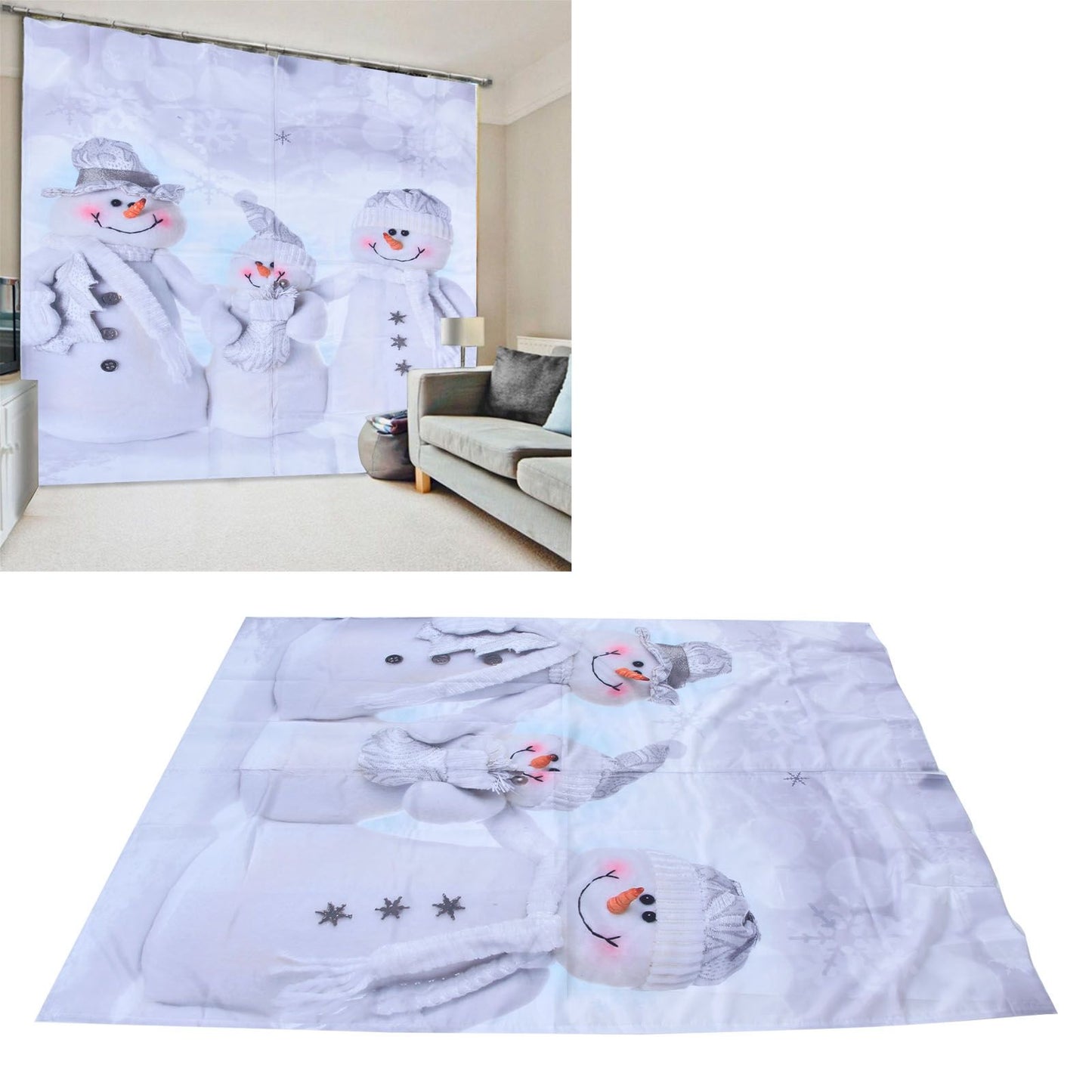 Christmas Curtain Personalized 3D Digital Printing Window Drapes Shower Curtain Blackout Waterproof Curtains150x166cm
