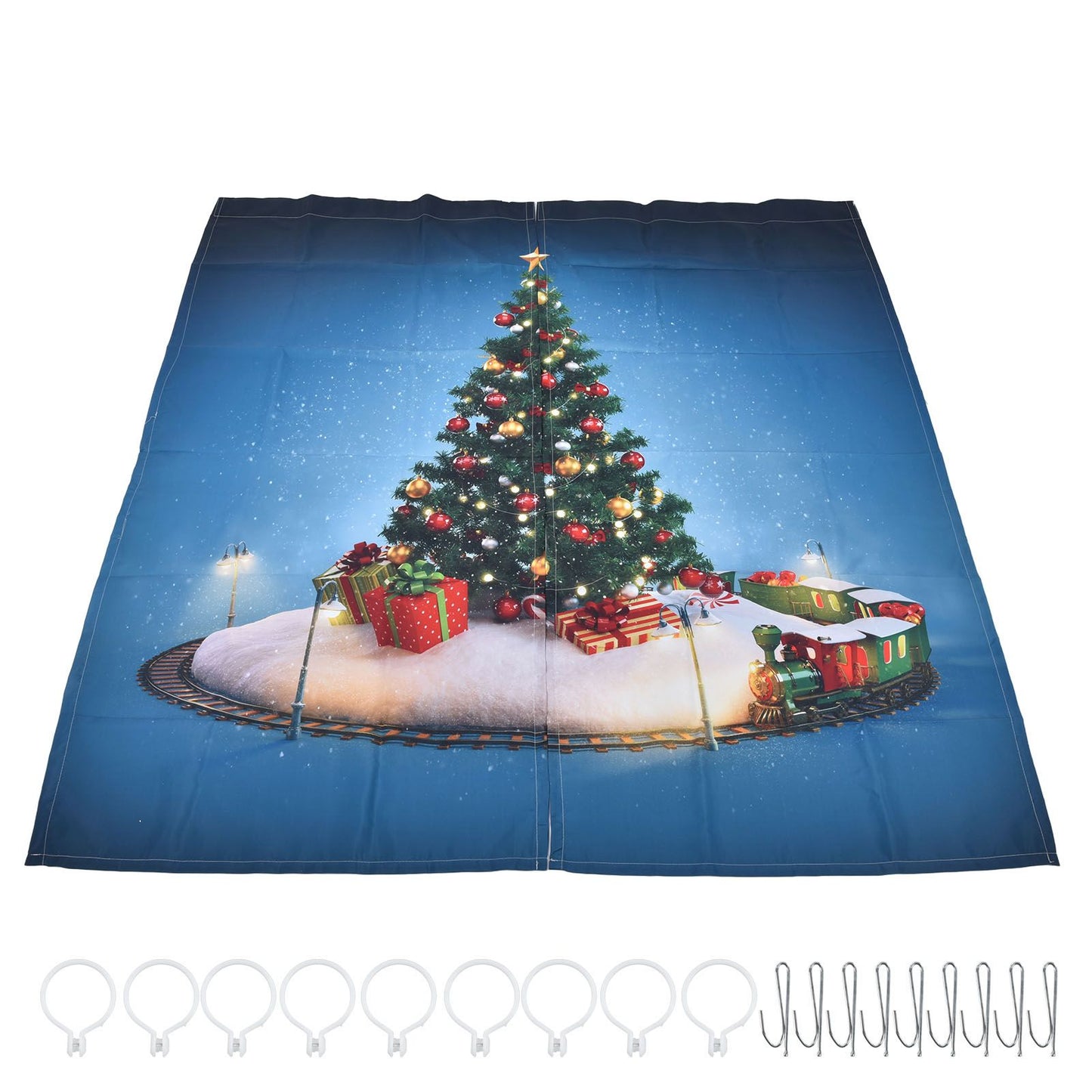 Christmas 3D Digital Printing Curtains House Decor Shading Curtains with Christmas Tree for Living Room Bedroom170x200cm / 66.9x78.7in