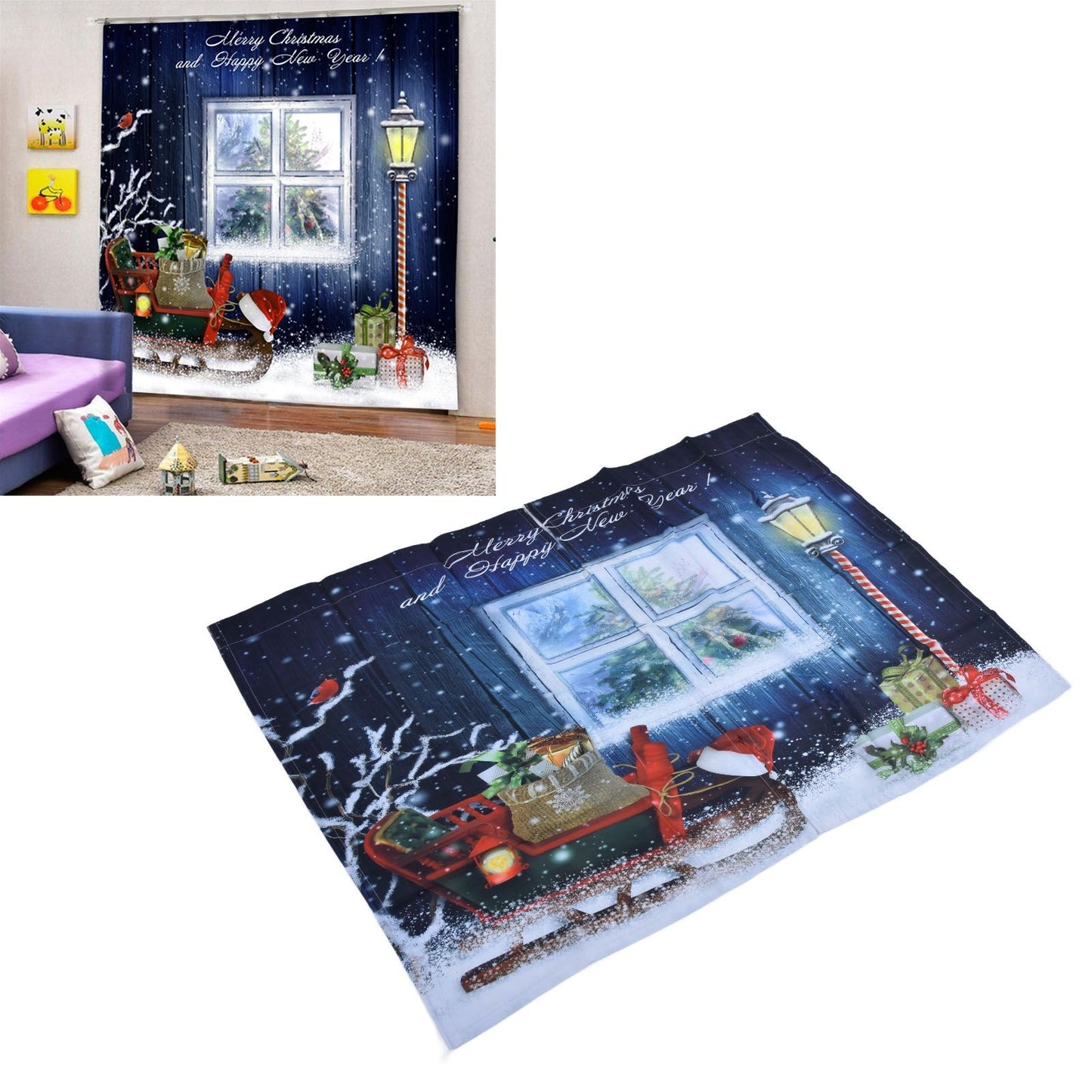Christmas Style Curtain Personalized 3D Digital Printing Blackout Curtains Waterproof Cloth Shower Curtains170x200cm