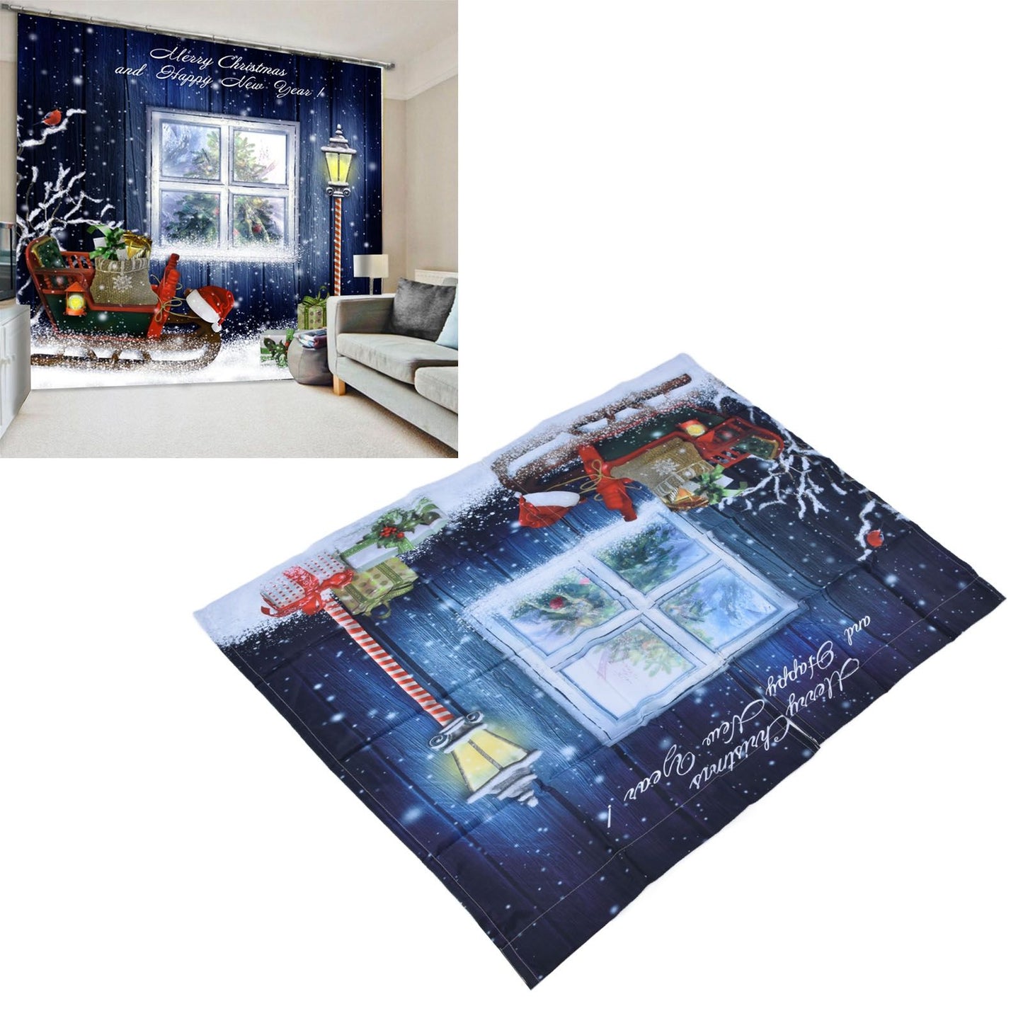 Christmas Style Curtain Personalized 3D Digital Printing Blackout Curtains Waterproof Cloth Shower Curtains170x200cm