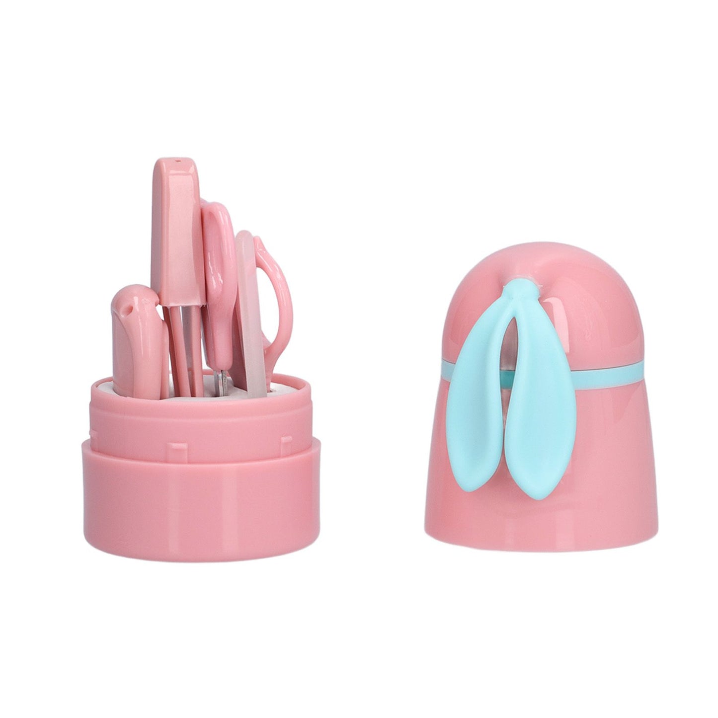 Baby Nail Kit 4 in 1 Cute Bunny Nail Care Set with Cute Case Nail Clippers Scissor Nail File Tweezers for Newborn