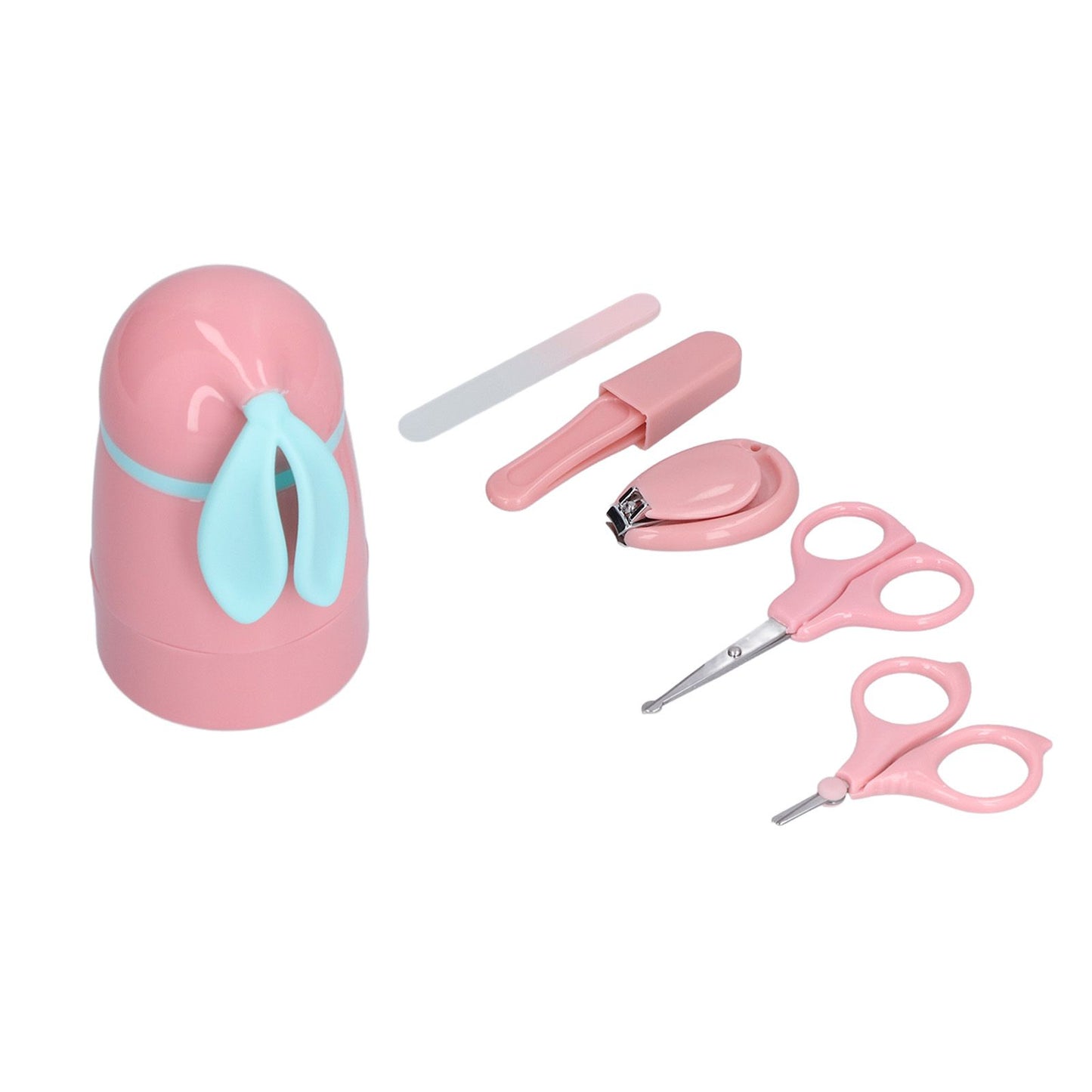 Baby Nail Kit 4 in 1 Cute Bunny Nail Care Set with Cute Case Nail Clippers Scissor Nail File Tweezers for Newborn