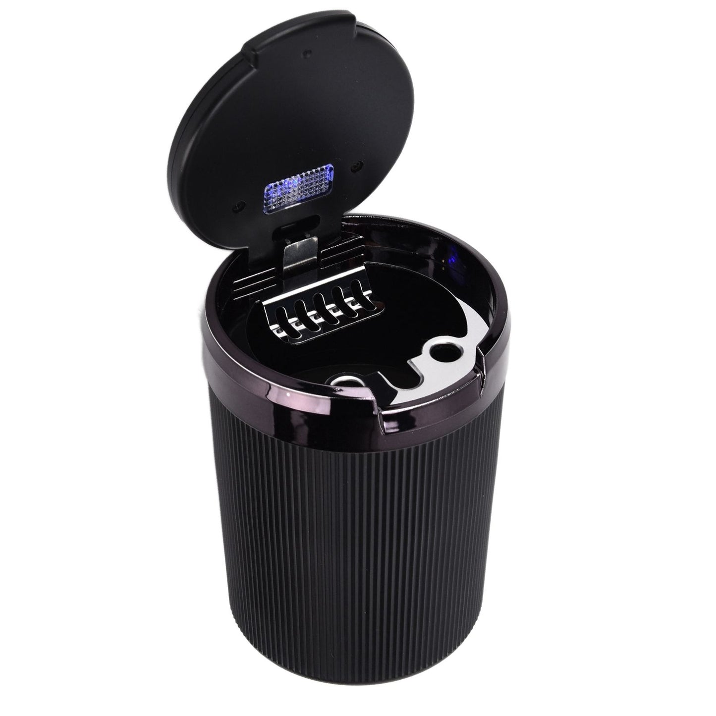 LED Car Ashtray with Lid 3W Portable Automobile Ashtray Car Cigarette Ashtray for Home OfficeBlack