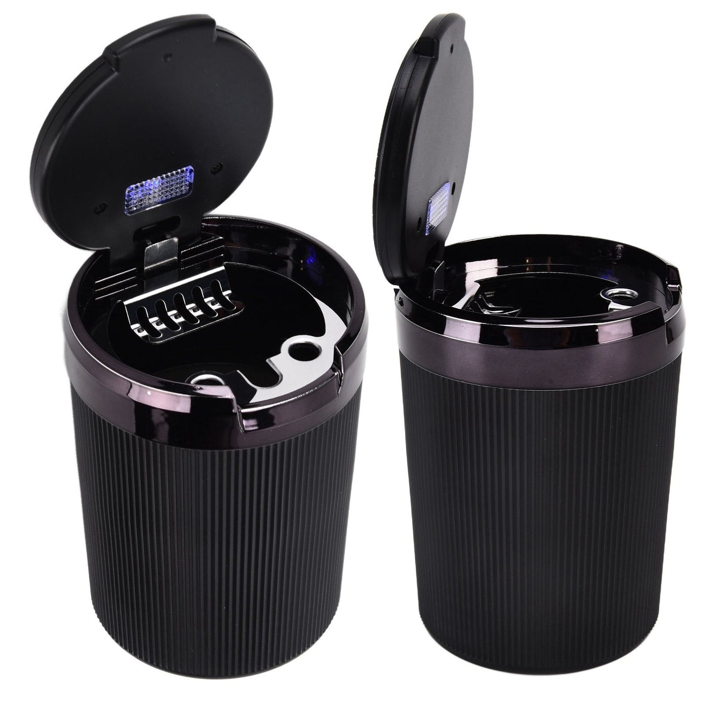 LED Car Ashtray with Lid 3W Portable Automobile Ashtray Car Cigarette Ashtray for Home OfficeBlack